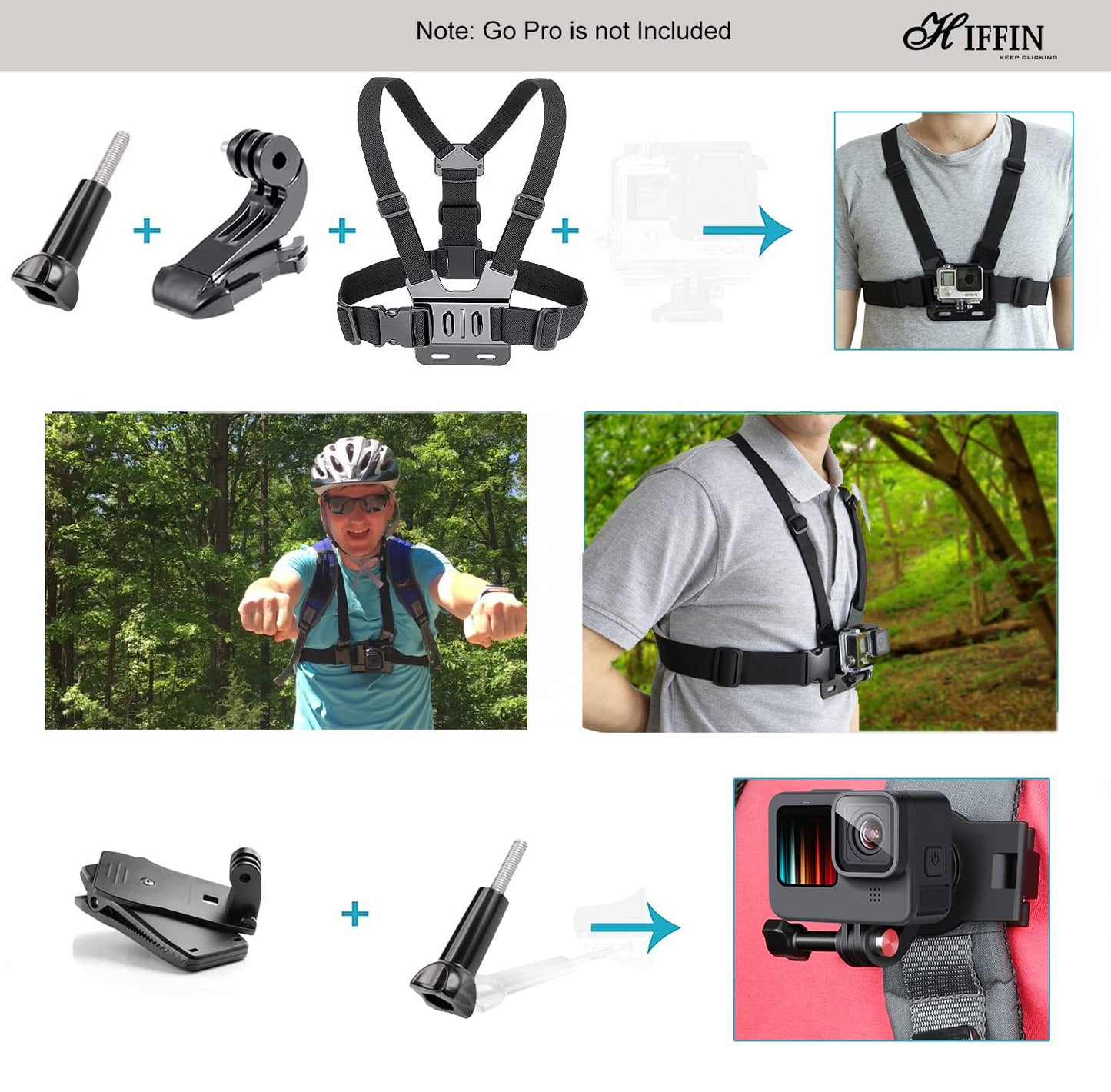 HIFFIN Branded 65 in 1 Compatible for GoPro, Sony Action Cam, Nikon, Garmin, Ricoh Action Cam, SJCAM, iPhone and Android | Epic Photo Shooting