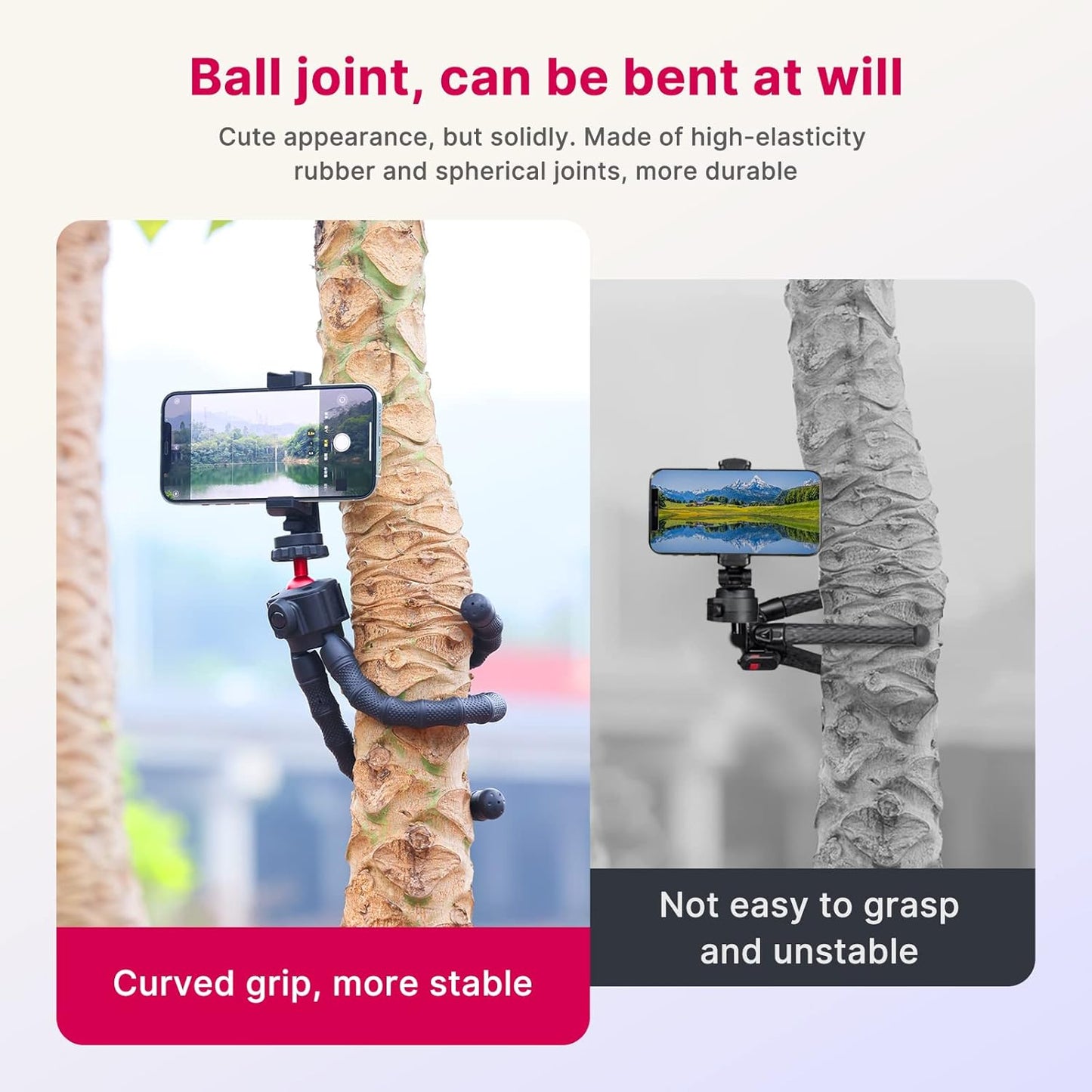 ULANZI MT-52 Flexible Tripod, Phone Tripod Stand with 1/4" Screw & Two Detachable Magic Arm, Octopus Tripod Compatible with iPhone 13 12 Pro Max Canon Nikon Sony Camera GoPro