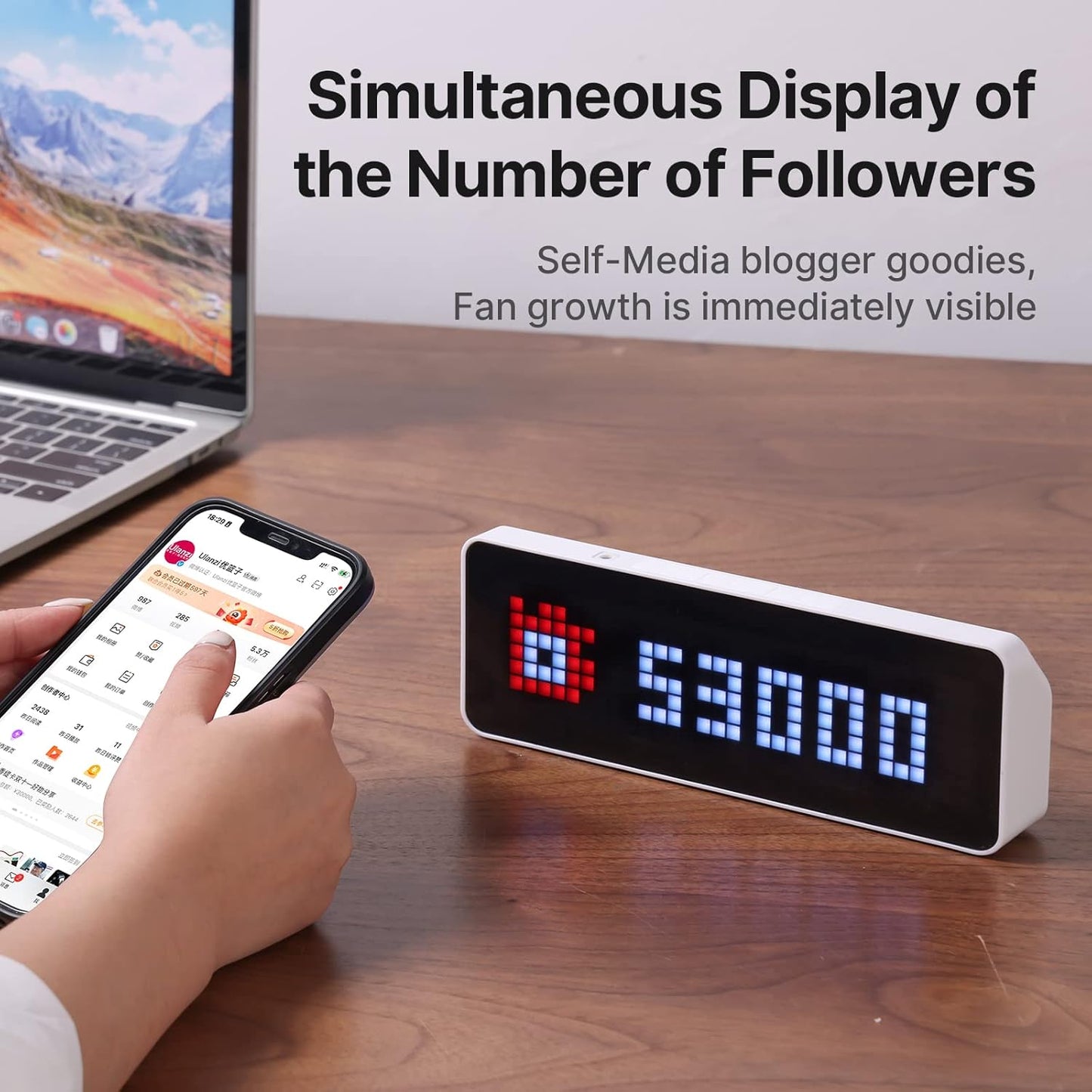 ULANZI TC001 Smart Pixel Clock, Social Media Counter