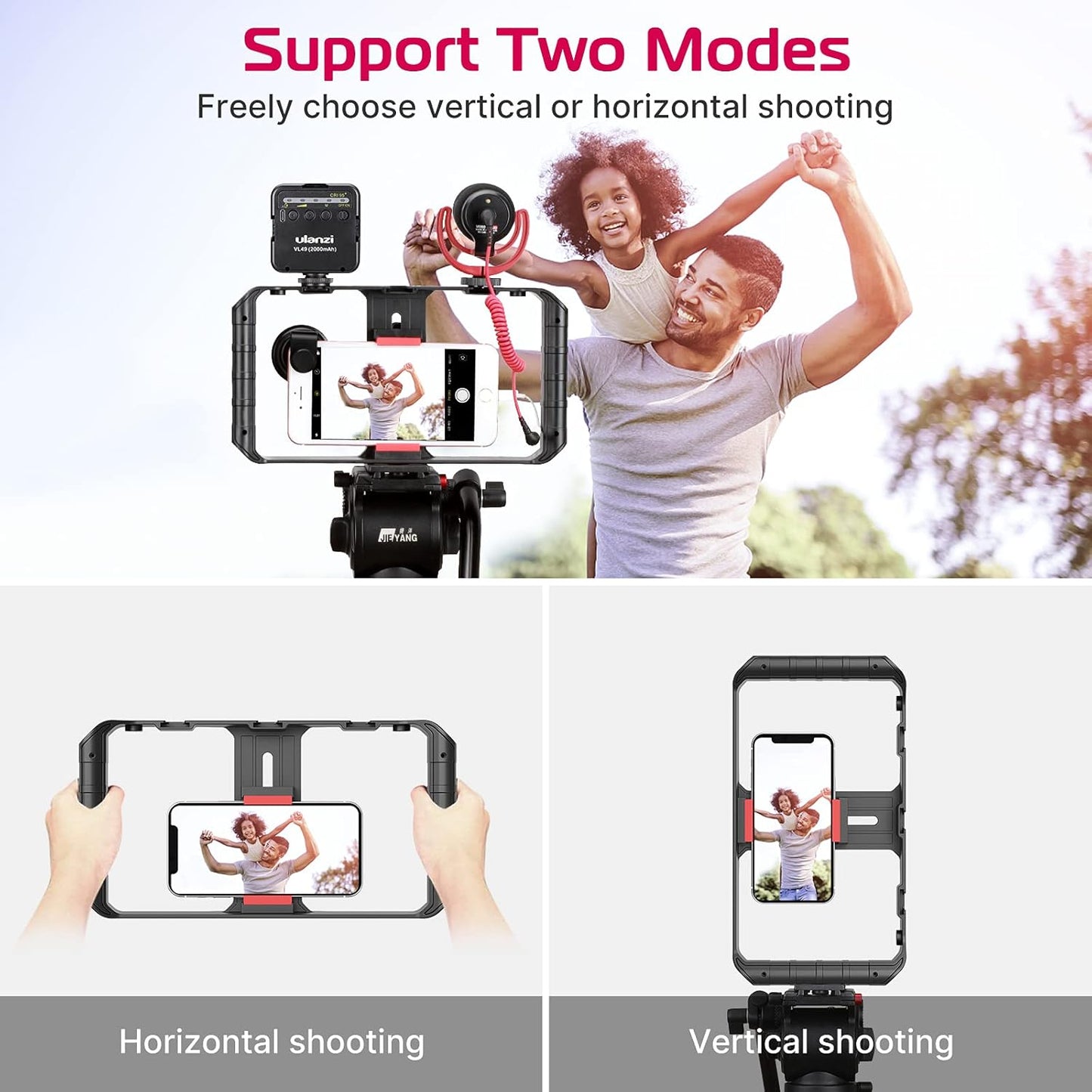 ULANZI U Rig Pro Smartphone Video Rig, Filmmaking Case, Phone Video Stabilizer Grip Tripod Mount for Videomaker Film-Maker Video-Grapher for iPhone Xs Xs Max Xr iPhone X 8 Plus Samsung, Black