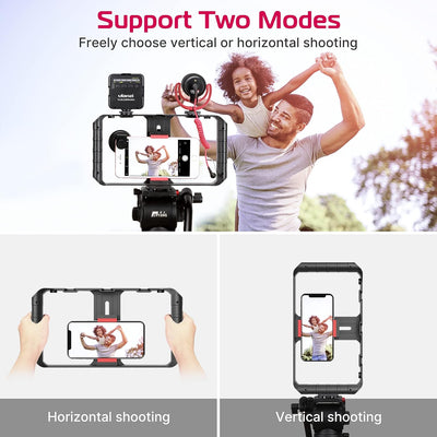 ULANZI U Rig Pro Smartphone Video Rig, Filmmaking Case, Phone Video Stabilizer Grip Tripod Mount for Videomaker Film-Maker Video-Grapher for iPhone Xs Xs Max Xr iPhone X 8 Plus Samsung, Black