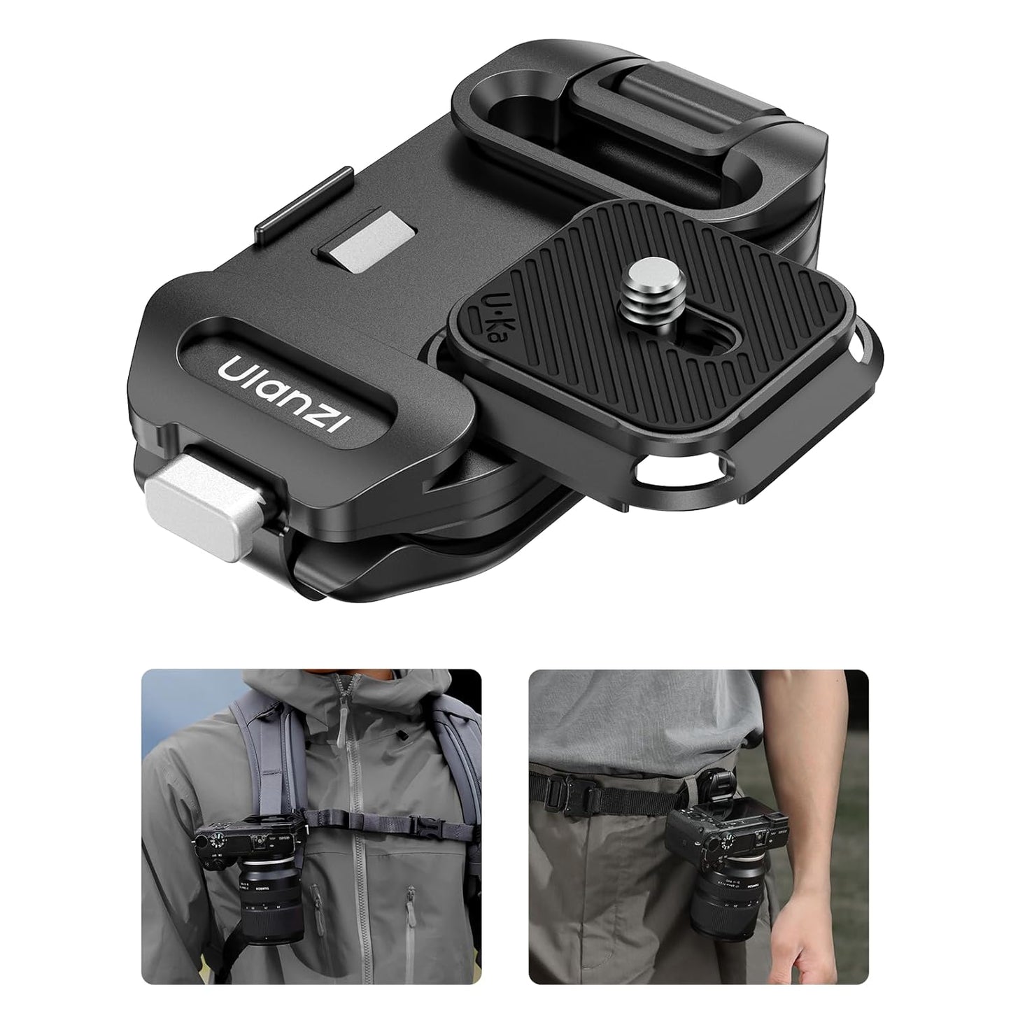 ULANZI Camera Backpack Strap Clip,w Plate Quick Release System, Compatible w Uka & F38 QR Plates, for Sony, Nikon, Fuji, DSLR Action Cam Mount, Bearable Load up to 10kg