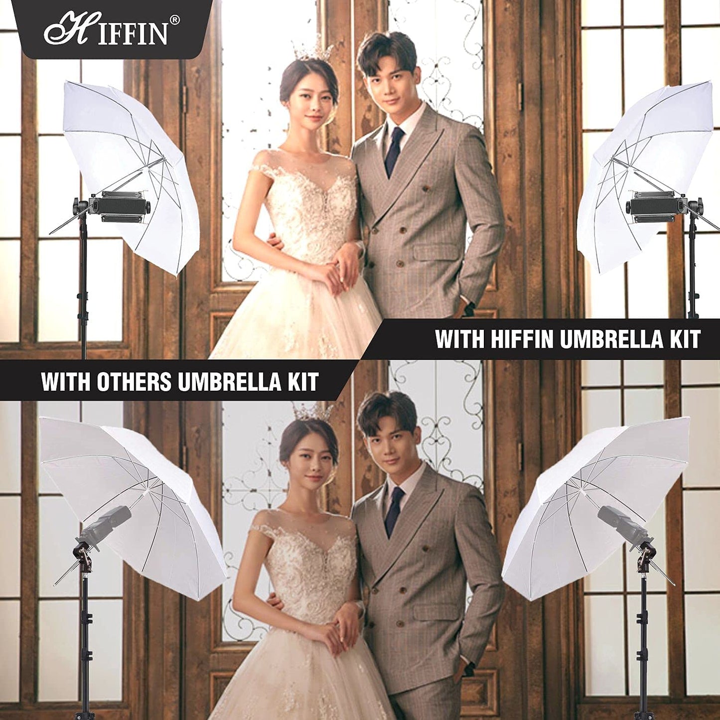 HIFFIN Extra-Heavy-Duty Porta Kit (14 feet) with Pair of Light Stands, Porta Lights and Umbrellas Professional Studio Setup