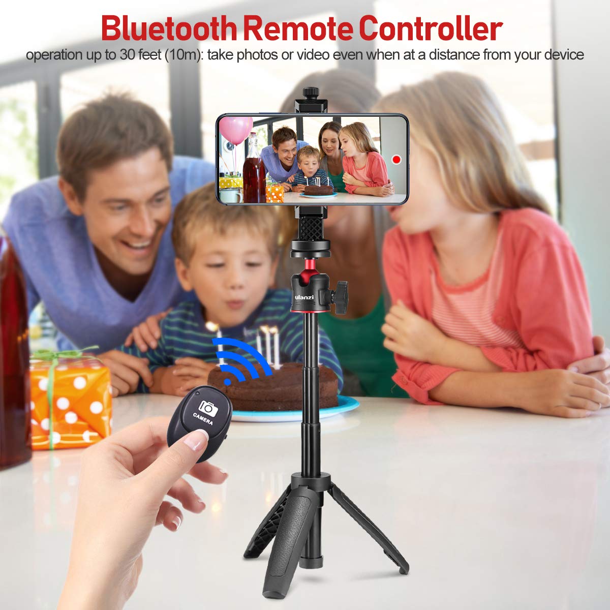 ULANZI Select Phone Hot Shoe Mount with Remote, 360° Rotation, Cold Shoe for Mic Light, 1/4 Screw Cell Phone Holder, Adjustable Clamp, Compatible with iPhone, Samsung Smartphone