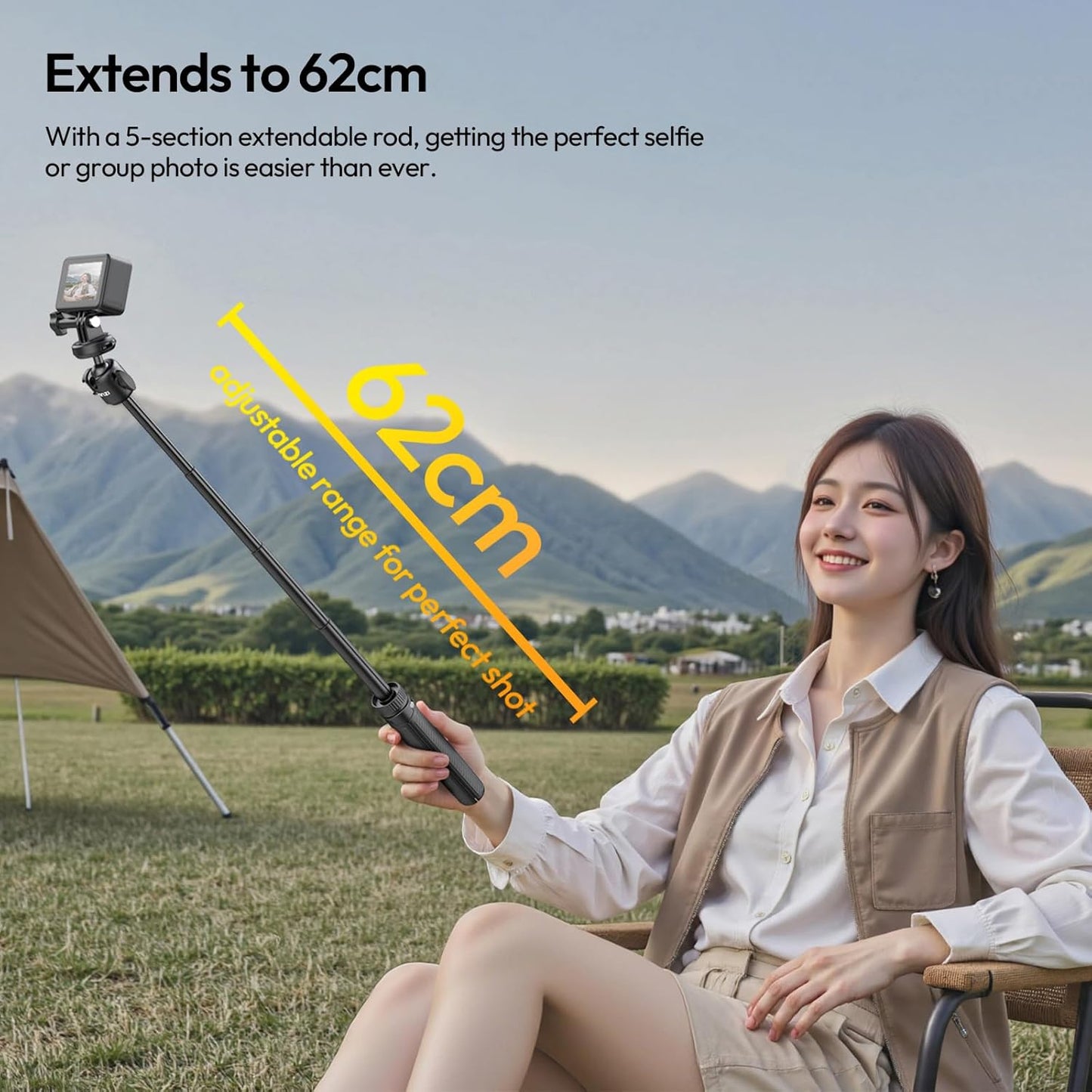 ULANZI MT90 Action Camera Tripod Stand Vlog Handle Grip with Cka Quick Release w Ballhead w Cold Shoe, Camera Desktop Tripod for GoPro Hero, Insta360, DJI Osmo Pocket/Action/360, Small Cameras
