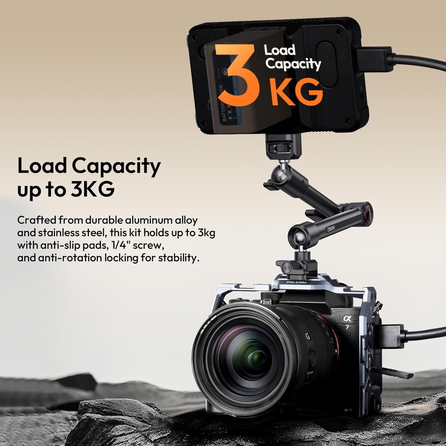 ULANZI HD02 10" Camera Magic Arm Super Clamp Kit with 360° Ball Head,Heavy-Duty Super Clamp,6.6lbs Load, 1/4"-20 & 3/8"-16 Mount, ARRI Pins, NATO Rail Articulating Friction Arm for DSLR/Monitor/Light
