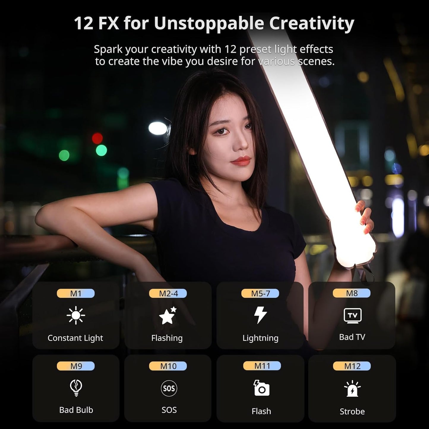 Ulanzi UA20 20W Bi-Color Inflatable Tube Light, Portable Handheld Magnetic 2700K to 6500K CRI 95+ Air Video Streaming Light 1/4" Mount Photography Lighting Stick