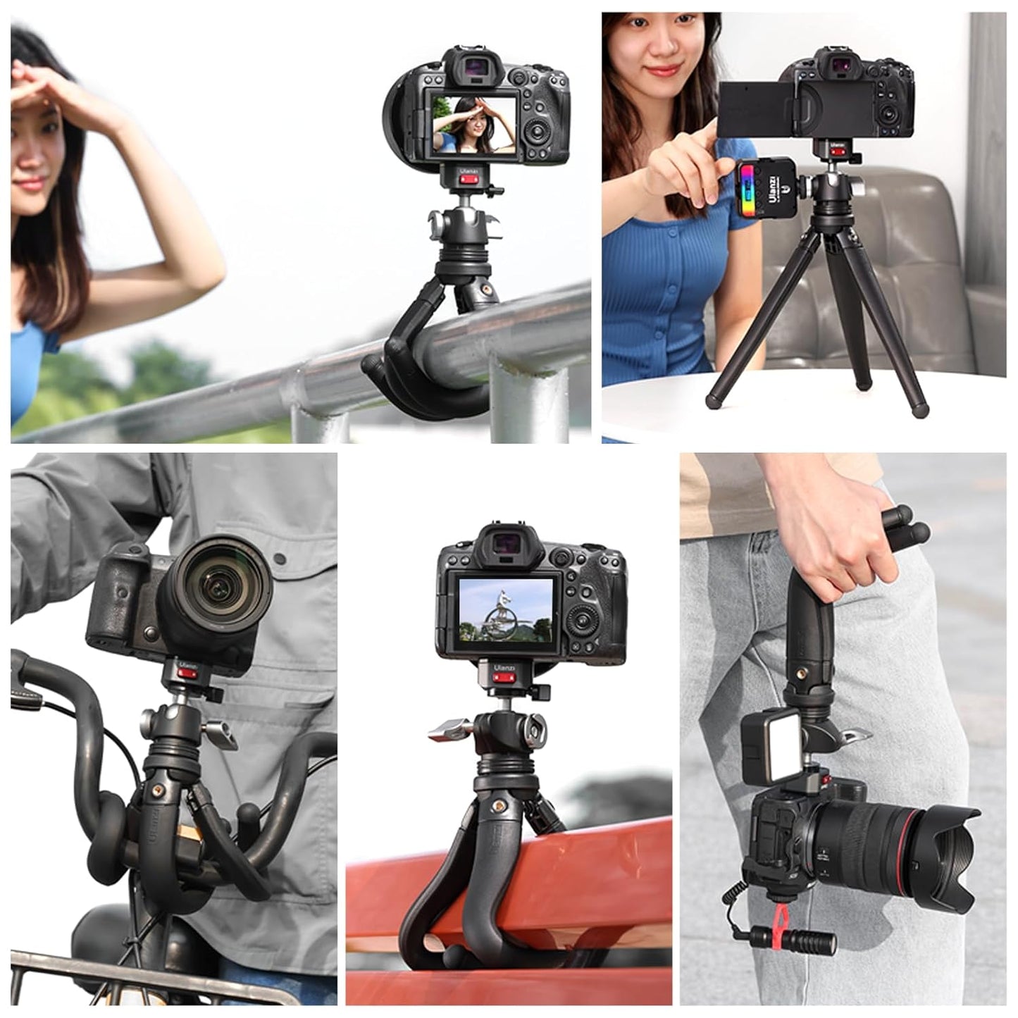 ULANZI MT-68 Claw Camera Flexible Tripod, Mini Quick Release Tripod Stand with 1/4'' Screw for Magic Arm, Universal Travel Desktop Selfie Stick for DSLR Compatible with Canon Nikon Sony Cameras Vlog