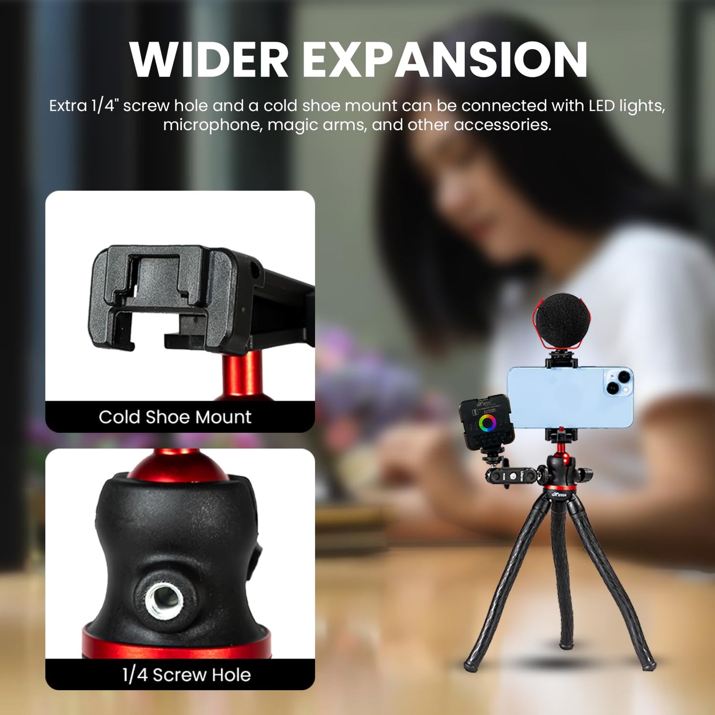HIFFIN Htr-11 Flexible Gorilla Tripod for Cameras, Smartphones & Action Camera | Camera Tripod with Phone Holder | Portable & Lightweight, Ideal for Vlogging, Photography, and Outdoor Adventures