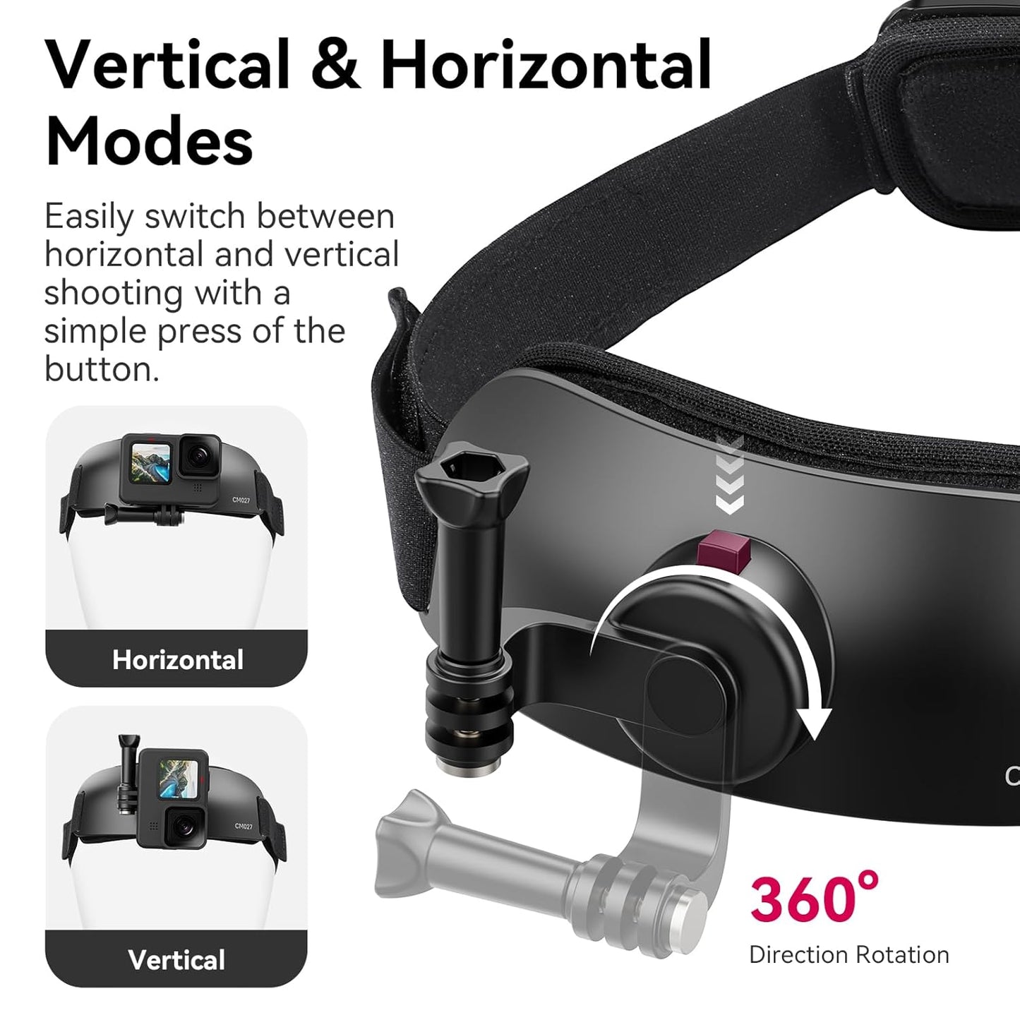 ULANZI CM27 2 in 1 Head Strap Mount for Action Camera - Quick Release Head Mount Set Support Vertical Shots Vlog Video Accessories for Action Camera, Compatible with GoPro Hero 13, 12, 11, 10, 9, 8