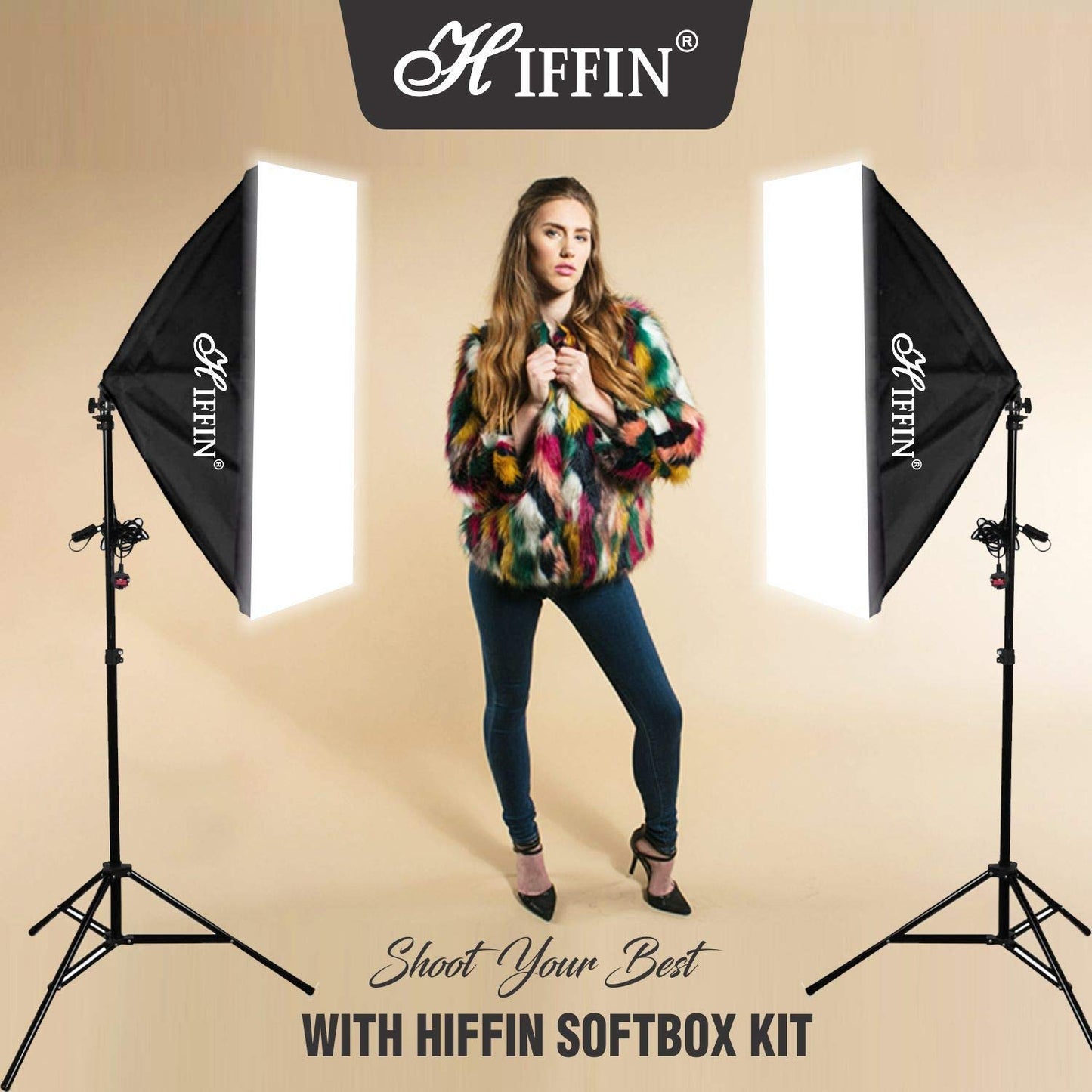 HIFFIN® PRO HD 5 Soft Led Video Light Softbox Kit | 1 Point Lighting | Stand | for YouTube Shooting,Videography, Product Photography, Continuous Studio Lights, Key Fill and Back Light