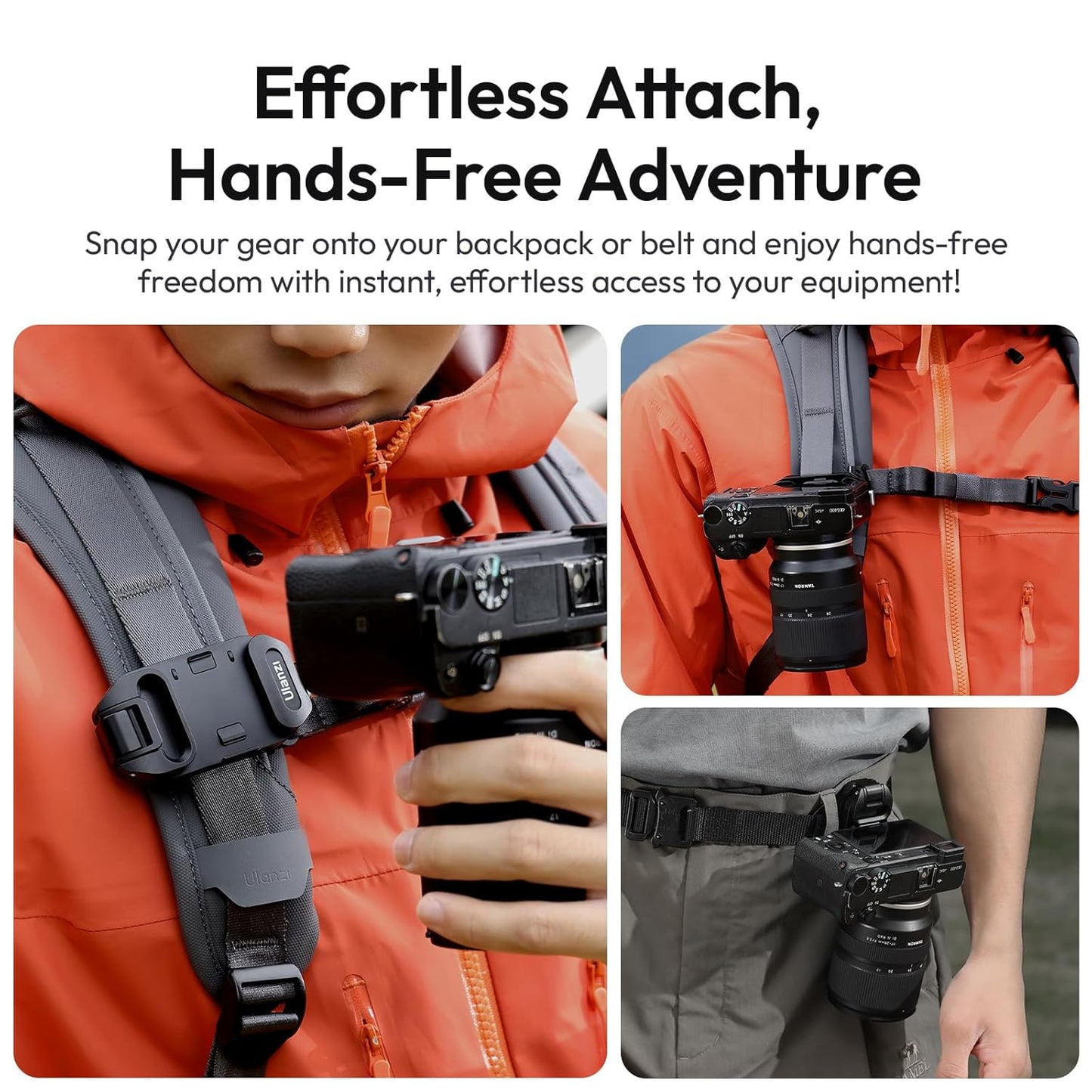 ULANZI Camera Backpack Strap Clip,w Plate Quick Release System, Compatible w Uka & F38 QR Plates, for Sony, Nikon, Fuji, DSLR Action Cam Mount, Bearable Load up to 10kg