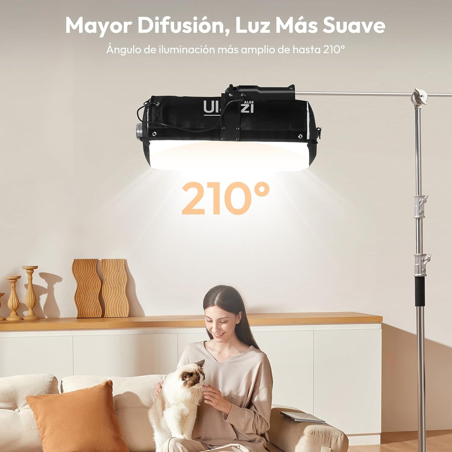 Ulanzi AL60 Inflatable LED Tube Light | 2700K–6500K Bi-Color | CRI≥96 Soft Light | Remote Control | Portable for Photography, YouTube, Live Streaming (No Adapter/Power Bank)