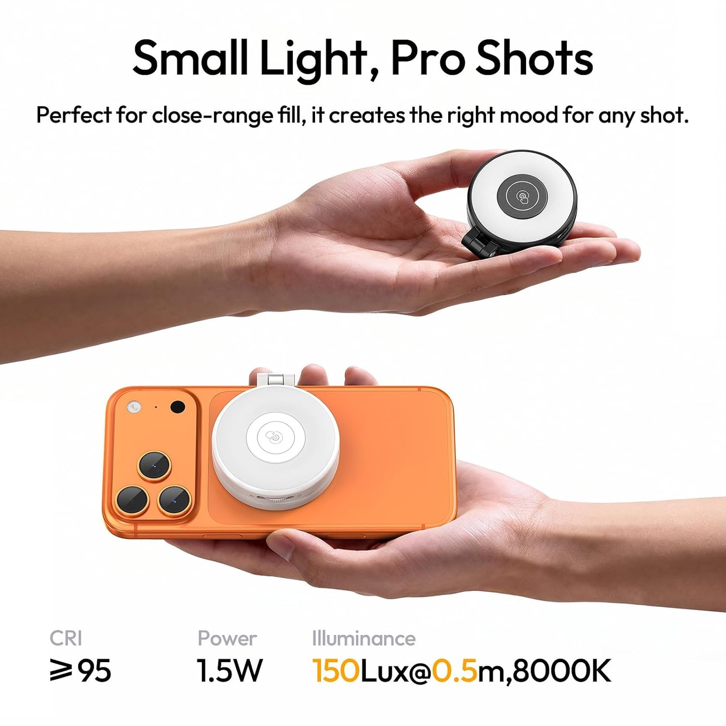 ULANZI LM21 Dual Sided Magnetic Selfie Ring Light for Phone with Magsafe | for iPhone/Android, 8000K CRI≥95, Touch Control, Extendable, Rechargeable, for Vlog,Video Call,TikTok,Video Call,Live Stream