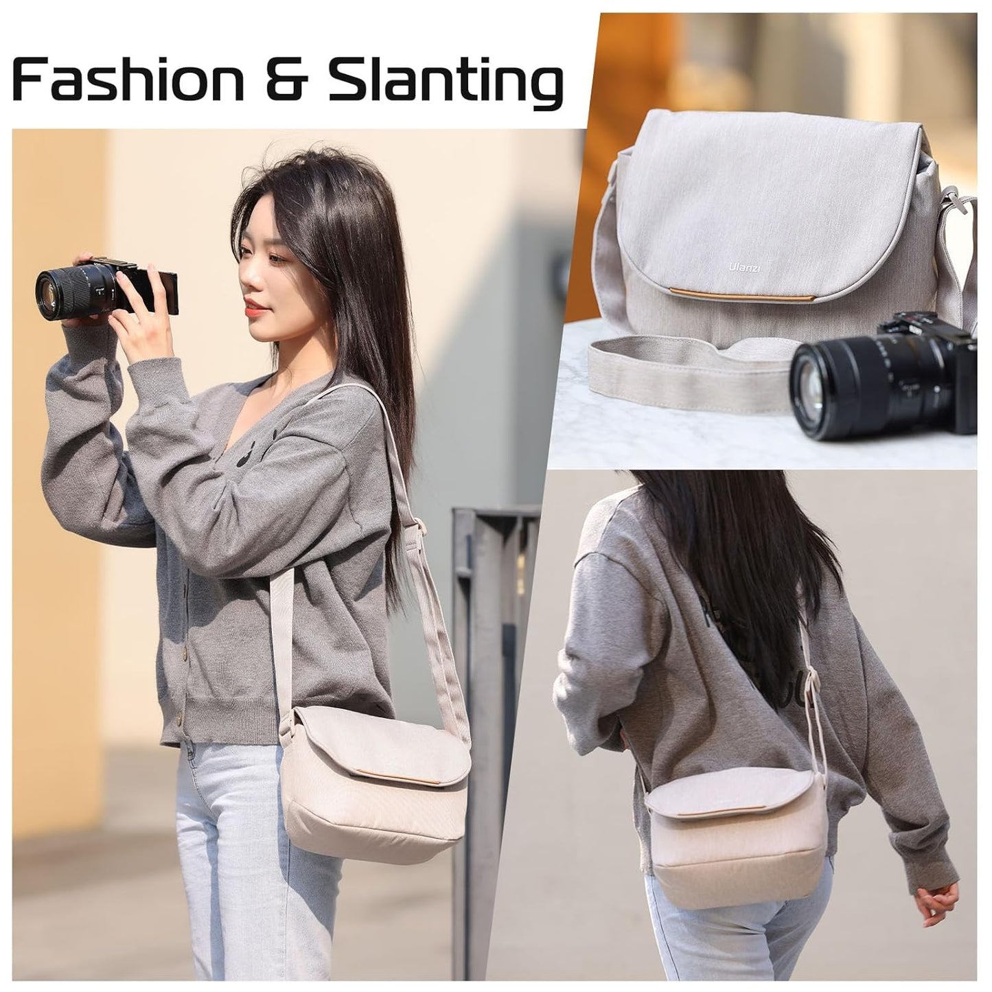 ULANZI Camera Bag, SLR/DSLR Camera Case Professional, Crossbody Photography Small Bag Fashion, Shoulder Bag for Women and Men Compatible for Sony Canon Nikon Mirrorless Camera Waterproof Lightweight