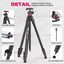 ULANZI MT-55 Ombra Travel Tripod, 62.2 Professional Camera Tripod, Aluminum, Max Load 17.6 LB, 360° Ball Head, Quick Release Plate, Phone Holder Included, Black