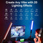 ULANZI VL119 Handheld Light Wand, 360° RGB LED Video Light Stick for Photography, 3300mAh Rechargeable Tube Light for Video Shooting, 2500-9000K Dimmable Camera Light with LCD