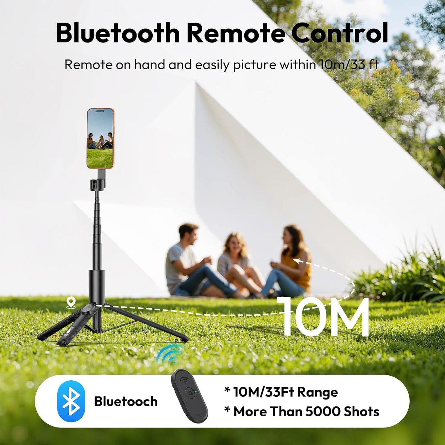 ULANZI SK27 Magnetic Mobile Phone Tripod 165 cm, Selfie Stick with Bluetooth Remote Control, 25N Magnet, Foldable Smartphone Stand, All-in-1 Portable Tripod Compatible with iPhone 17 16 15 14 13 12