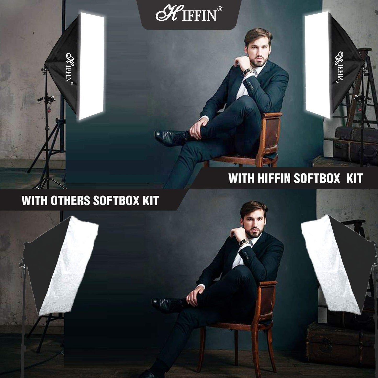 HIFFIN® PRO HD 5 Soft Led Video Light Softbox Kit | 1 Point Lighting | Stand | for YouTube Shooting,Videography, Product Photography, Continuous Studio Lights, Key Fill and Back Light