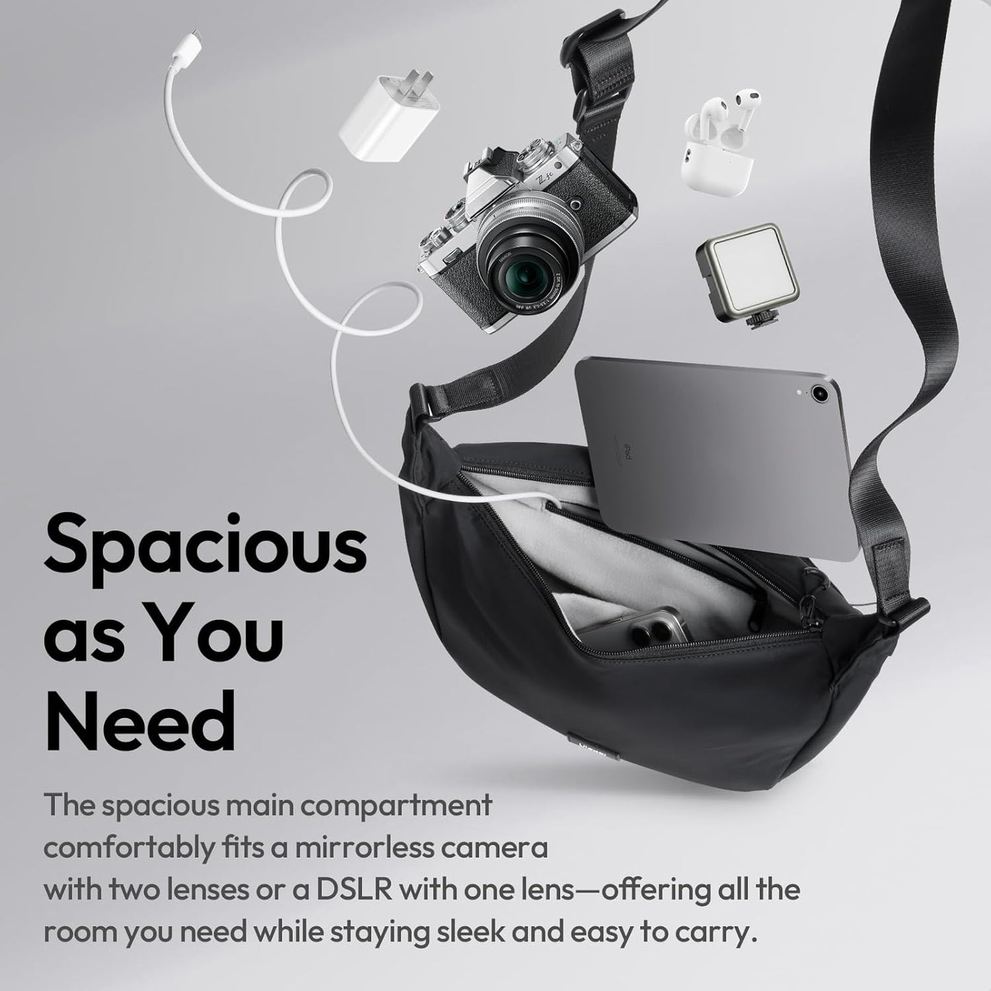 ULANZI Camera Case, Shoulder Bag, Stylish with Dividers, Lightweight Storage Bag for DSLR Camera, Camera Accessories, Travel, Outdoor, Photography Bag, Black, Lightweight and portable
