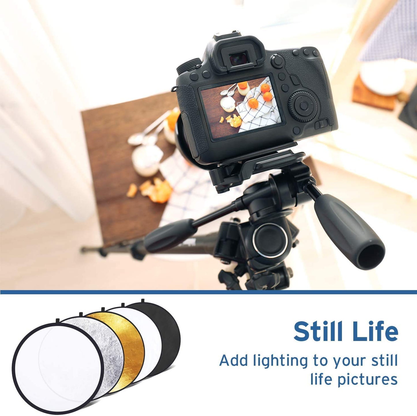 HIFFIN Reflector 42-inch / 107 cm 5 in 1 Collapsible Multi-Disc Light Reflector with Bag - Translucent, Silver, Gold, White and Black(reg)