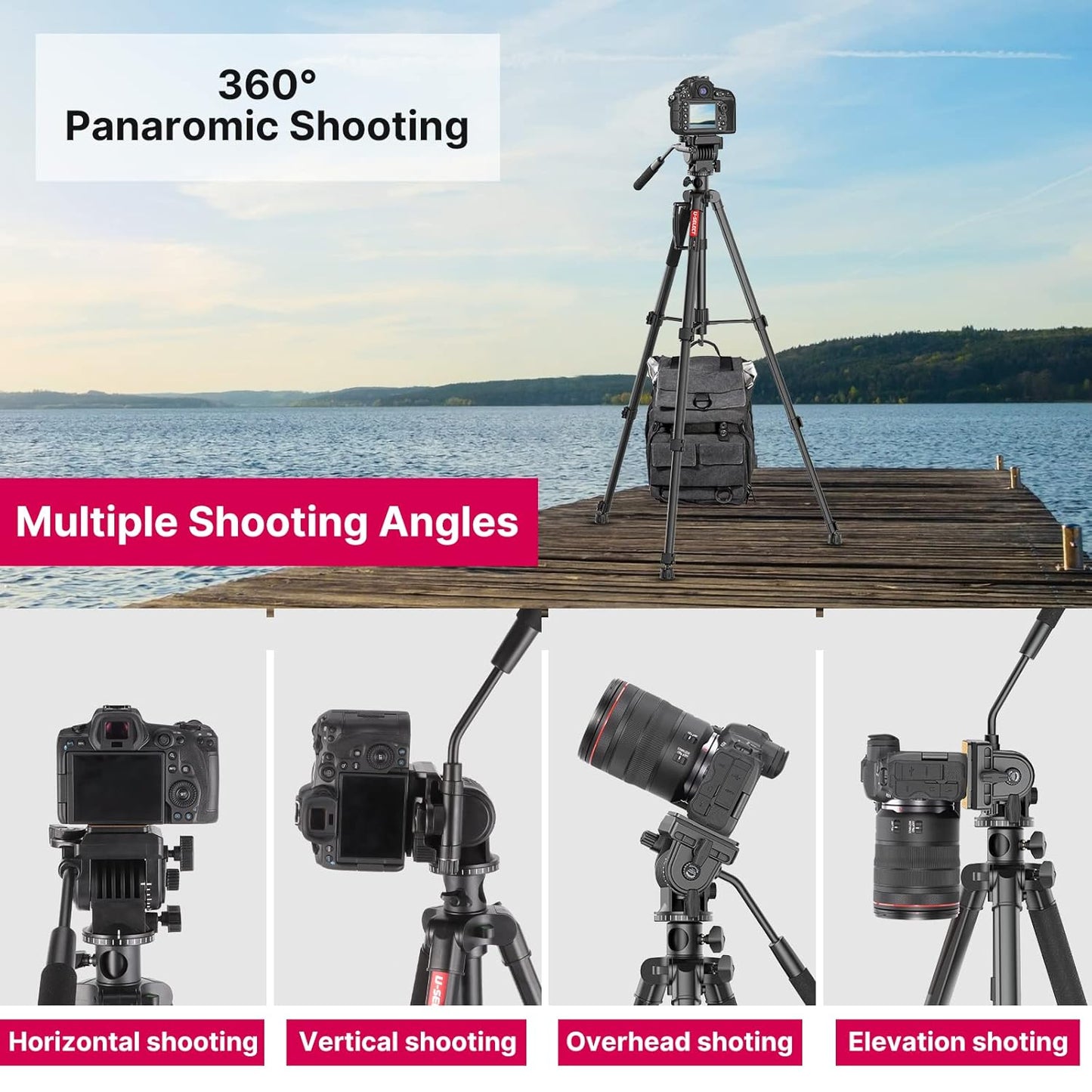 ULANZI VT-02 Metal Camera Tripod | Heavy Duty, Portable & Adjustable Stand for DSLR, Smartphone & Vlogging | Strong, Compact & Travel-Friendly