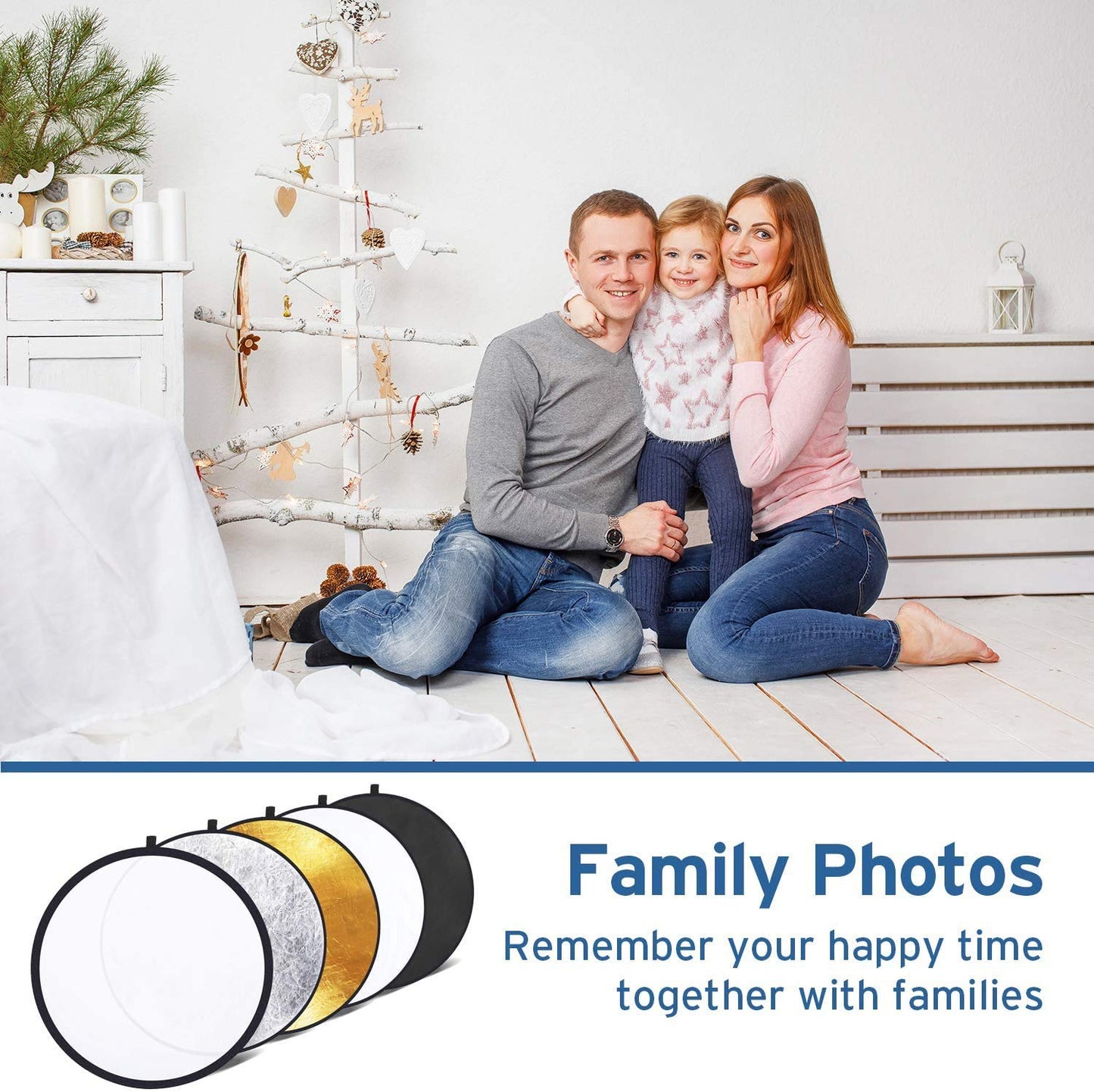 HIFFIN Reflector 42-inch / 107 cm 5 in 1 Collapsible Multi-Disc Light Reflector with Bag - Translucent, Silver, Gold, White and Black(reg)