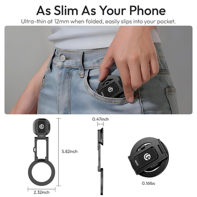 ULANZI MA50 Magnetic Phone Holder for Magsafe, Aluminium Adjustable Dual Magnetic Phone Tripod Stand with 1/4" Screw Hole for Selfie Sticks, Magic Arm, Compatible with iphone12 13 14 15 16 Series