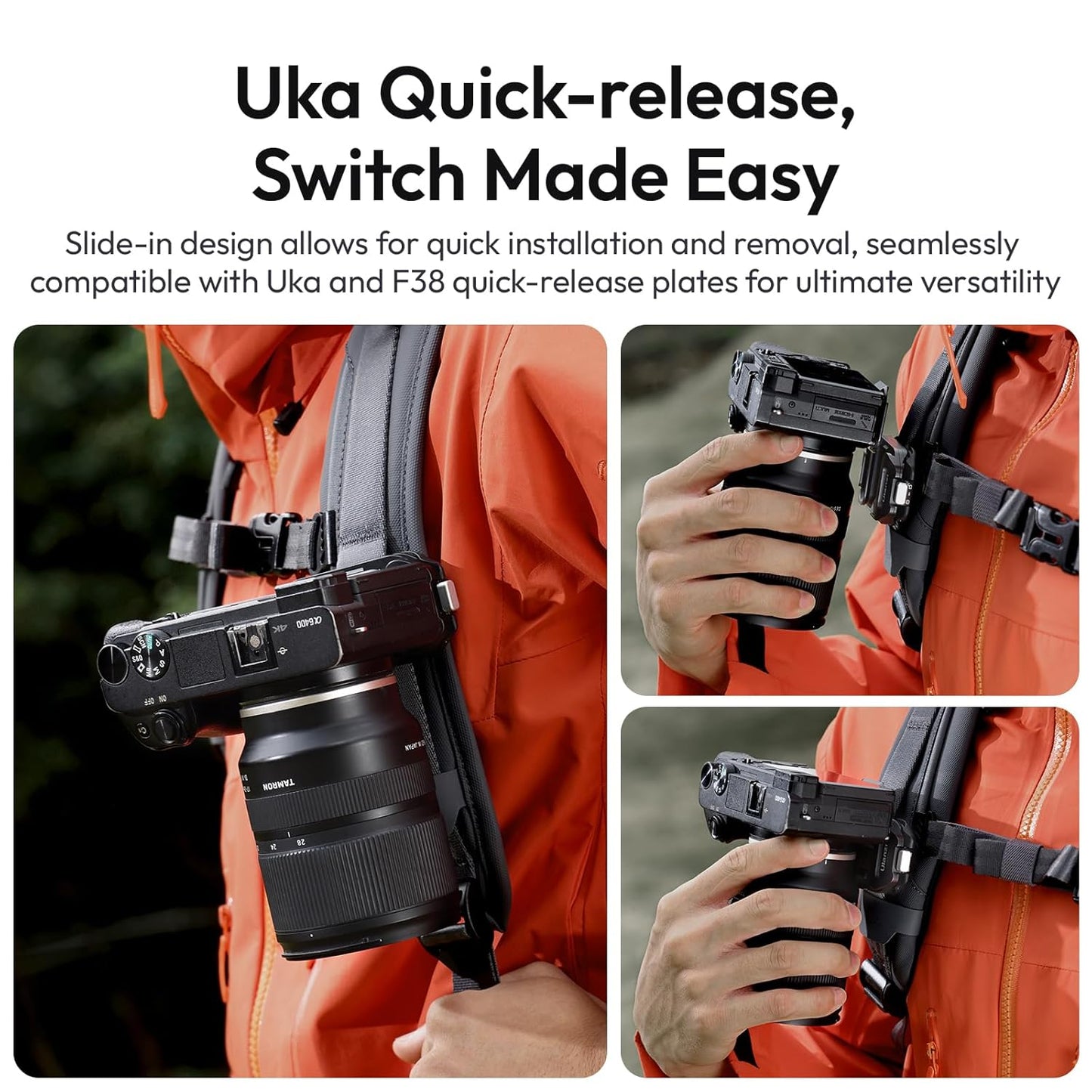 ULANZI Camera Backpack Strap Clip,w Plate Quick Release System, Compatible w Uka & F38 QR Plates, for Sony, Nikon, Fuji, DSLR Action Cam Mount, Bearable Load up to 10kg