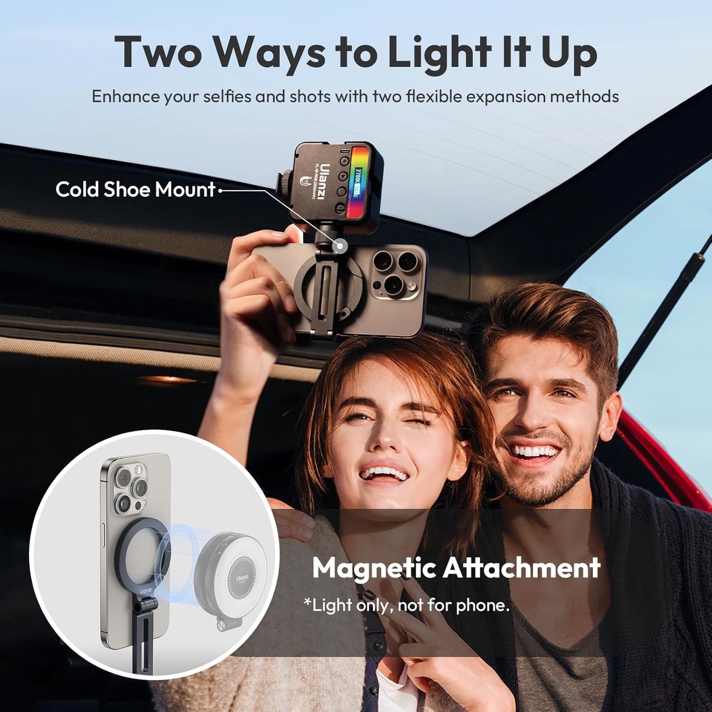 Ulanzi MA07 Magnetic Phone Tripod Mount for Magsafe, Aluminum Camera Phone Mount with 1/4" Screw, Cold Shoe Magnetic Tripod for Camera, Copatibale with iPhone 16/15/14/13/12 Series