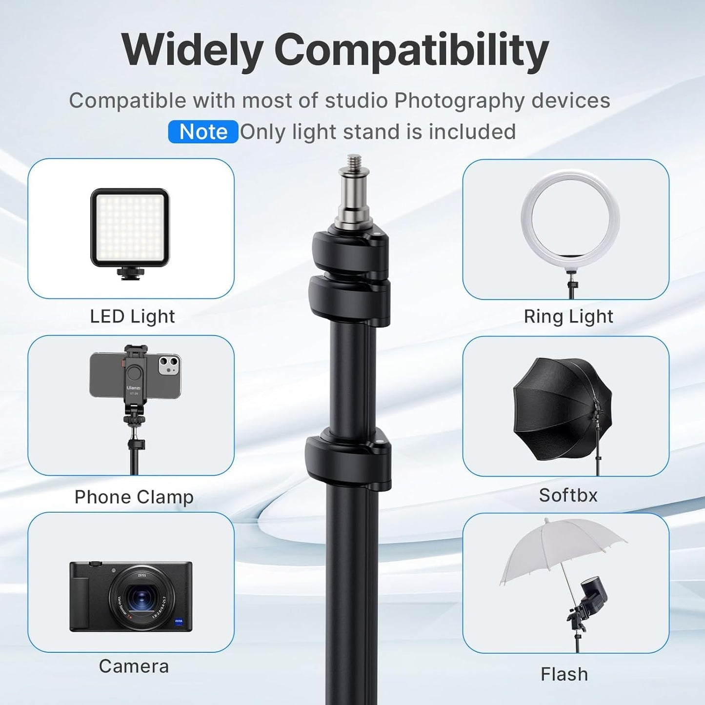 ULANZI TT43 Light Stand Tripod, Extendable 6.23ft Tripod Stand Photography Adjustable Aluminum, Portable Lighting Solution for Strobe Lights, Webcams, Cameras, and Softboxes