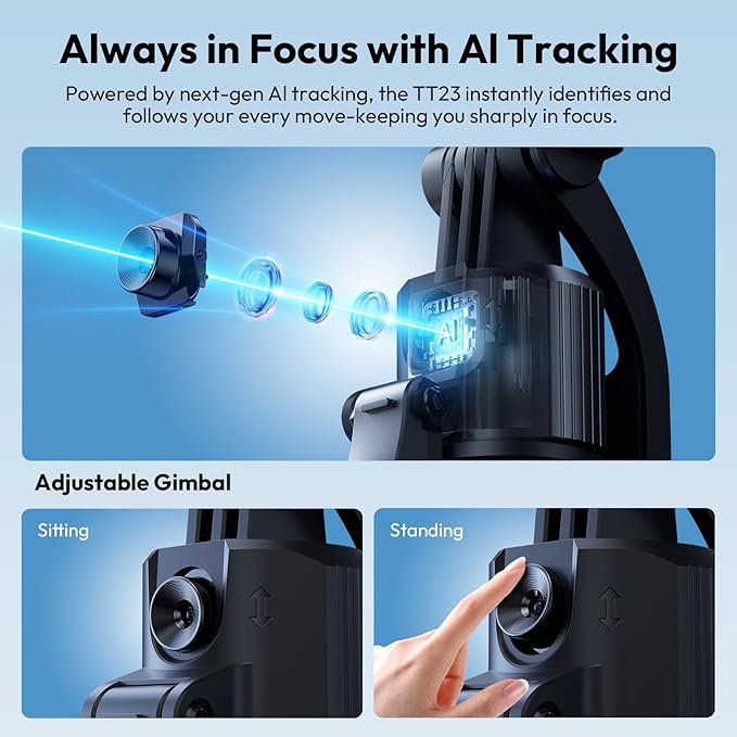 Ulanzi TT23 Auto Face Tracking Tripod for Smartphones, 165cm Cell Phone Selfie Stick, 360° Rotation Tripod with Bluetooth Remote & Gesture Control, Selfie Stick for iPhone/Action Camera