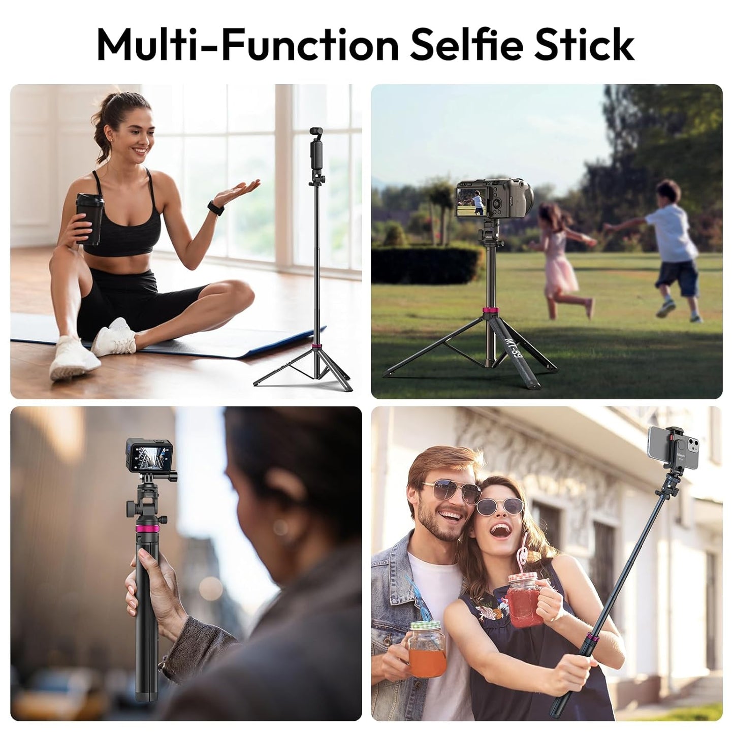 ULANZI MT-89 Portable Adjustable Light Stand with 1/4" Screw Quick Release, 82" Extendable Tripod Aluminum, 360° Ball Head Camera Phone Tripod for Camera Video Light Smartphone, Lightweight for Trave