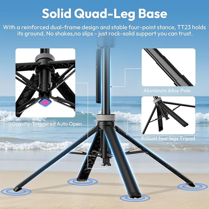 Ulanzi TT23 Auto Face Tracking Tripod for Smartphones, 165cm Cell Phone Selfie Stick, 360° Rotation Tripod with Bluetooth Remote & Gesture Control, Selfie Stick for iPhone/Action Camera