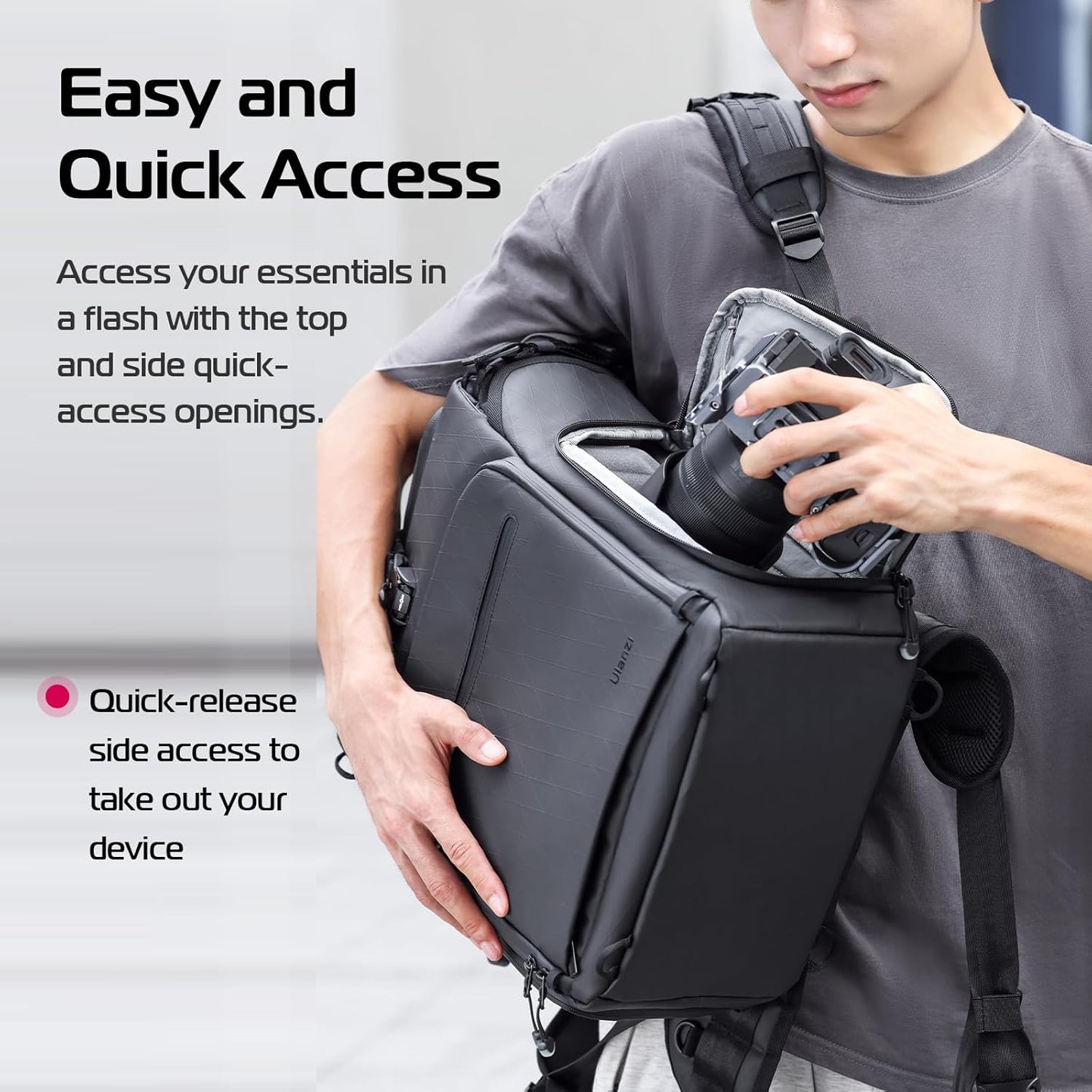 ULANZI B001 Rolltop Camera Backpack, 32.64L Professional Waterproof Photography Camera Case Travel Business 2 in 1, For Photographers Unisex DSLR Mirrorless Camera Lens Tripod Holder 16'' Laptop Black
