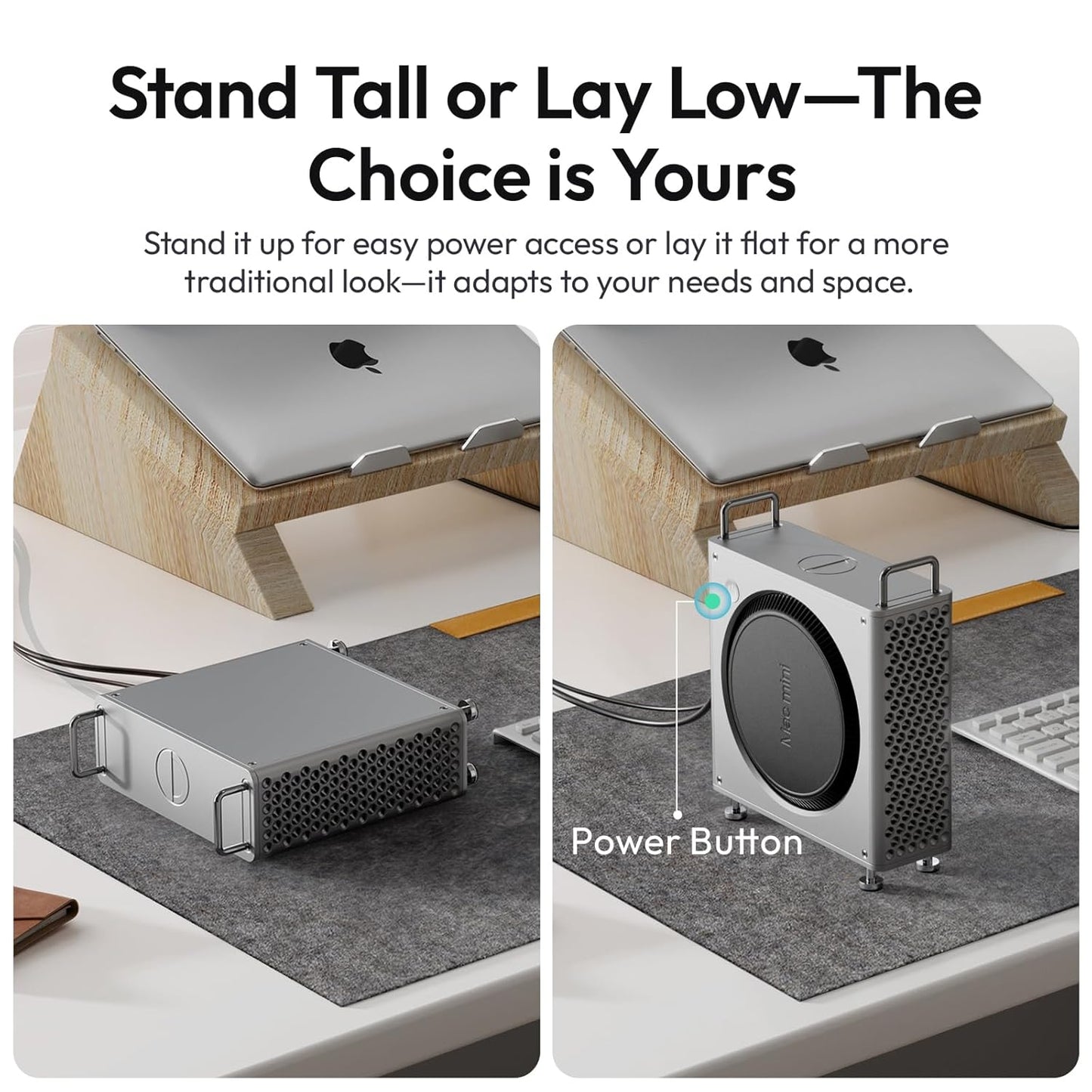 ULANZI QT01 Mac mini Case, Aluminum Case Compatible with 2024 Mac mini M4/M4 Pro, Heat Dissipation Aluminum Mac mini M4 Mount Rack, Mac mini M4 Holder Anti-Scratch Shockproof Portable Small Stand