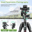 ULANZI JJ06 GlideGo Carbon Fiber Video Tripod, Dual 360° Pan Head, 73.6 inch Max Height, 11 lb Load, Quick Release Plate