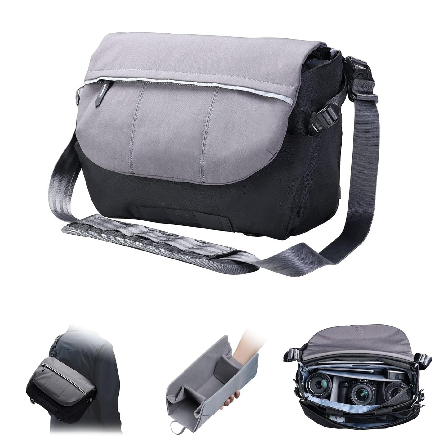 Ulanzi TE88 Camera Bag, Shoulder Bag, Large Capacity, 4.9 gal (15 L), Lightweight, Dividers, Water Repellent, Sling Bag, Stylish, SLR Camera Bag, Convenient Side Access, 16-inch PC Storage, Tripod
