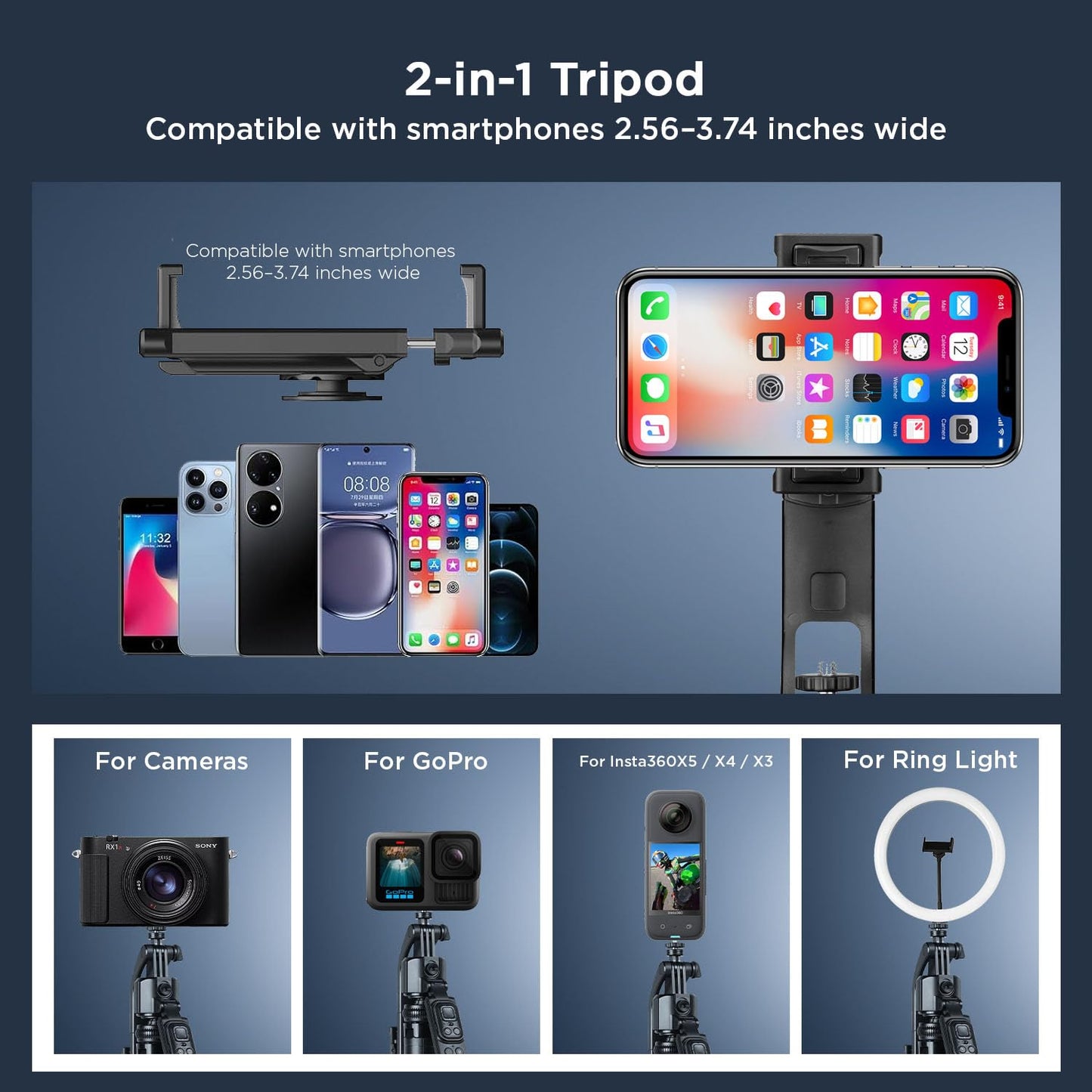 HIFFIN H8 AI-Powered 360° Auto Face Tracking Selfie Stick Tripod | 63-inch/160 cm Long Aluminium Extension Stand for Mobile & Camera | Quad-Leg Stability, Auto Rotation for Vlogging & Shooting