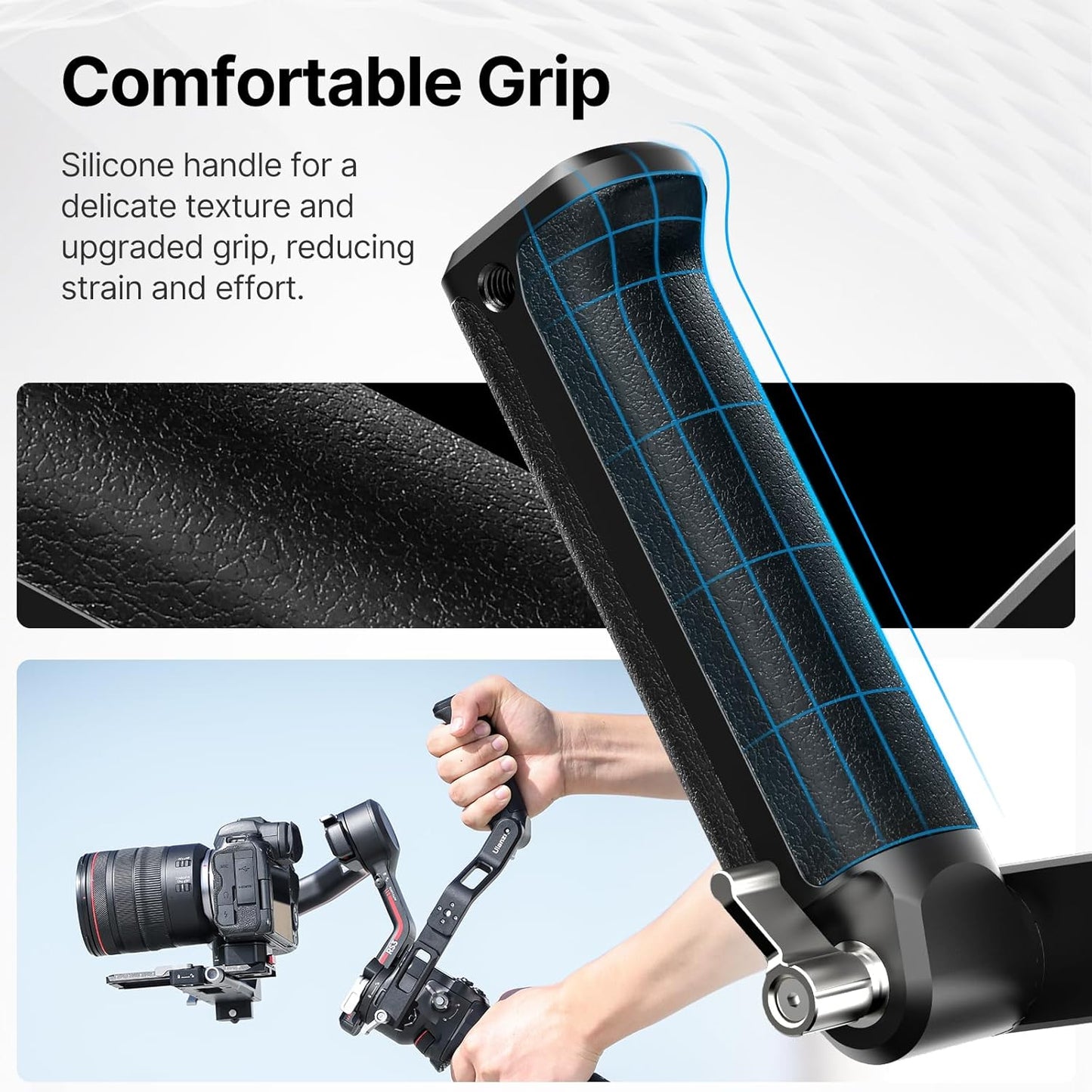 ULANZI Adjustable Sling Handgrip Gimbal Handle, DJI RS 4/4 Pro, RS 3 Mini/3/3 PRO, RS 2/RSC 2 Compatible, 360° Adjustable, Ergonomic Grip, Black, NATO Mount, 5KG Load, C049