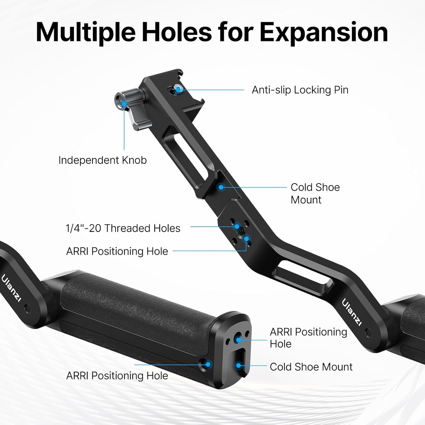 ULANZI Adjustable Sling Handgrip Gimbal Handle, DJI RS 4/4 Pro, RS 3 Mini/3/3 PRO, RS 2/RSC 2 Compatible, 360° Adjustable, Ergonomic Grip, Black, NATO Mount, 5KG Load, C049
