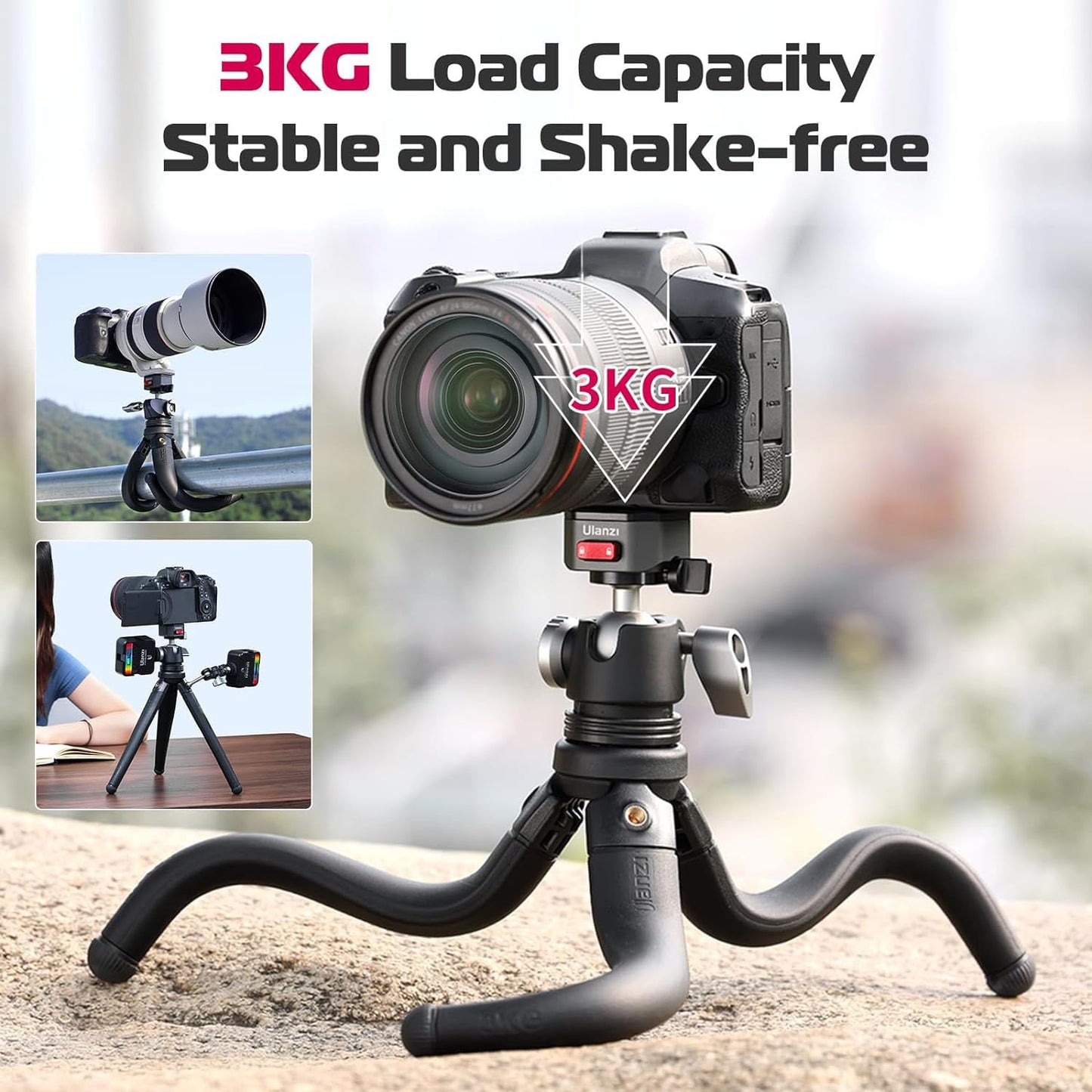 ULANZI MT-68 Claw Camera Flexible Tripod, Mini Quick Release Tripod Stand with 1/4'' Screw for Magic Arm, Universal Travel Desktop Selfie Stick for DSLR Compatible with Canon Nikon Sony Cameras Vlog