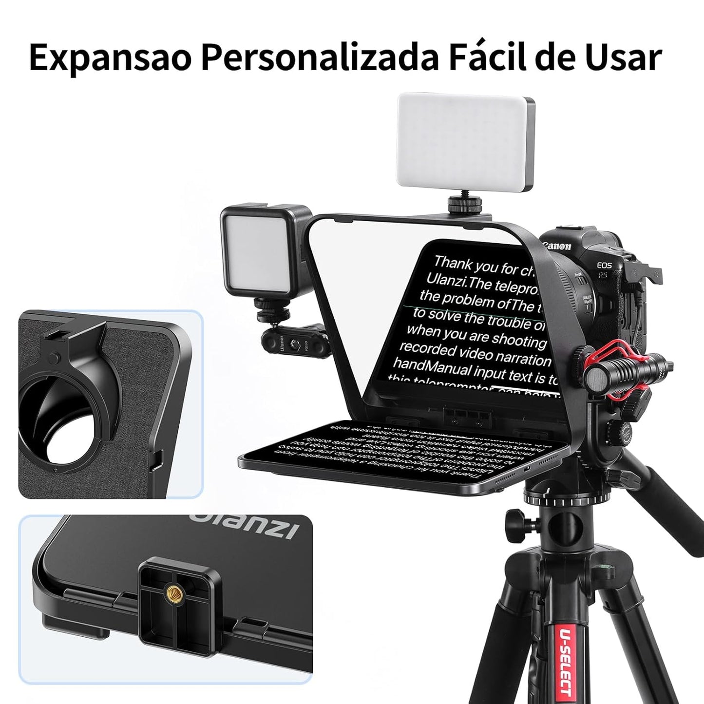 ULANZI RT02 Universal Teleprompter for Tablets, Smartphones and Cameras with Remote Control and 5 Camera Lens Adapter Rings with Cold Shoe Mount and 1/4" Threaded Hole