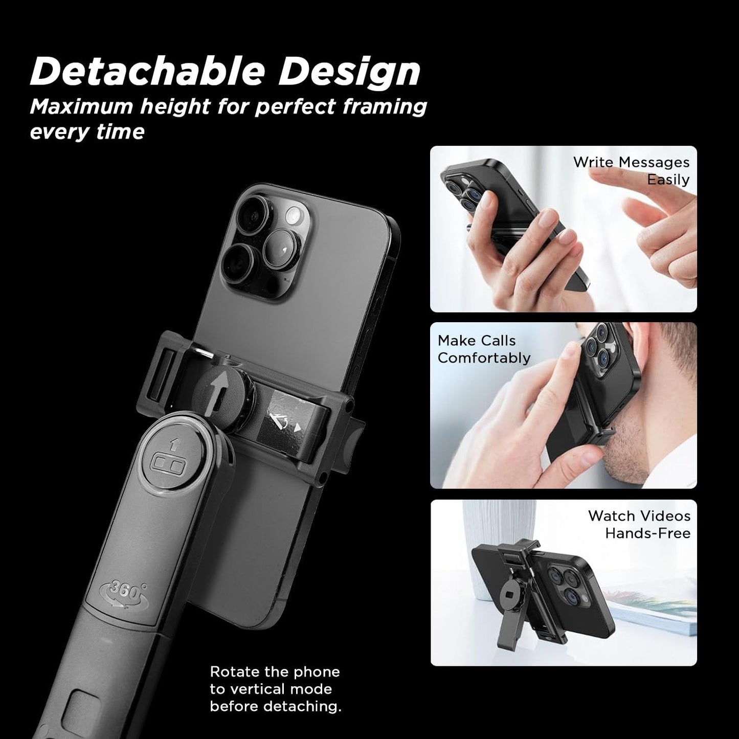 HIFFIN H8 AI-Powered 360° Auto Face Tracking Selfie Stick Tripod | 63-inch/160 cm Long Aluminium Extension Stand for Mobile & Camera | Quad-Leg Stability, Auto Rotation for Vlogging & Shooting