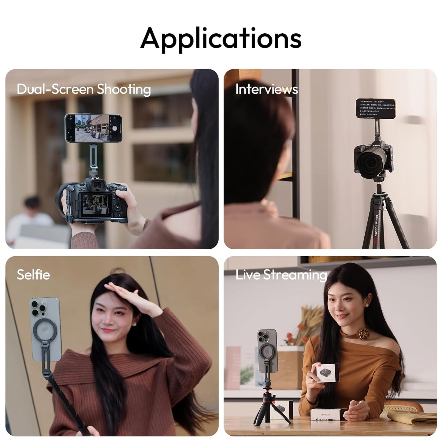Ulanzi MA07 Magnetic Phone Tripod Mount for Magsafe, Aluminum Camera Phone Mount with 1/4" Screw, Cold Shoe Magnetic Tripod for Camera, Copatibale with iPhone 16/15/14/13/12 Series