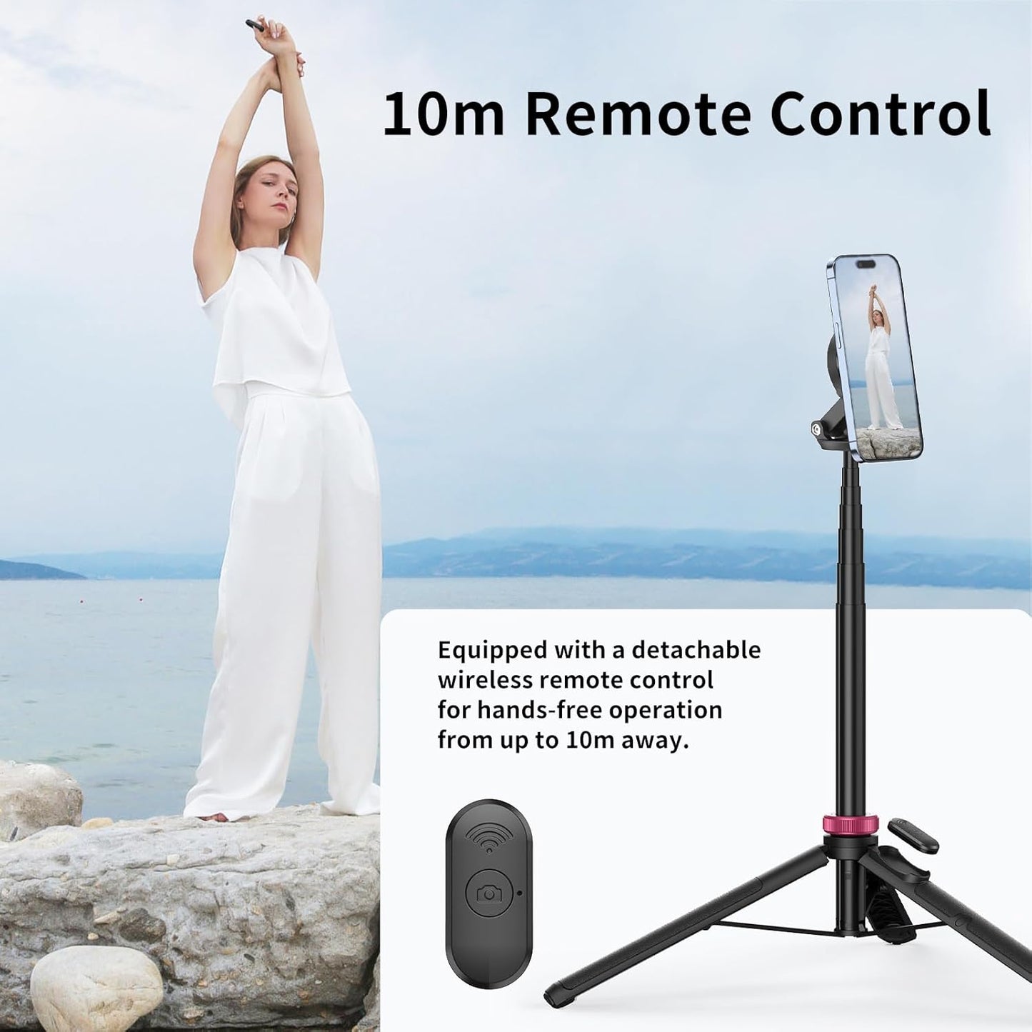 Ulanzi MT-84 Phone Tripod, 61" Magnetic Selfie Stick with Remote for iPhone 15/14/13/12 Series, Extendable Cell Phone Stand, Portable iPhone Holder for Selfie/Photo/Live/Vlog