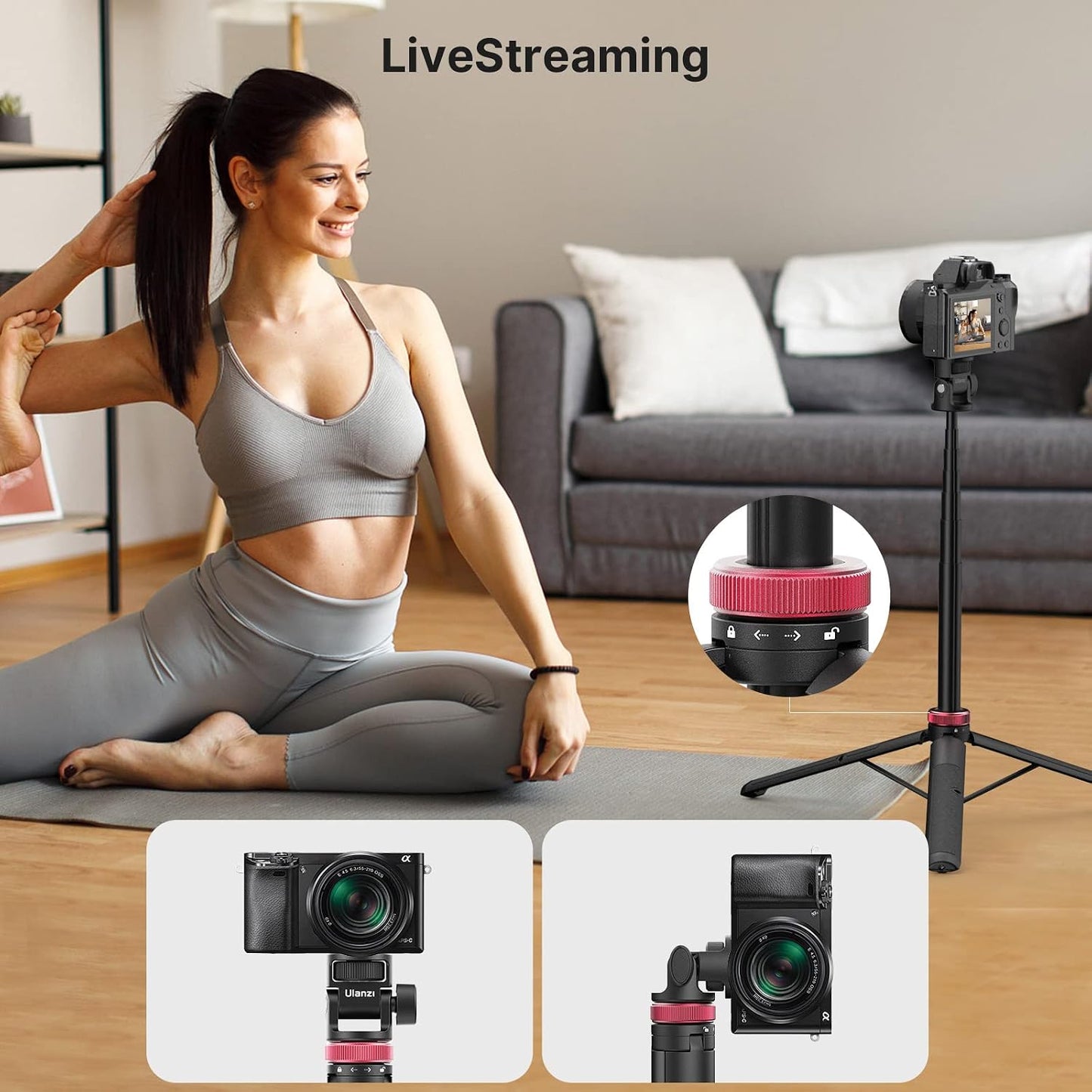 ULANZI MT-71 57.48" Extendable Selfie Stick Tripod with Phone Clamp & Cold Shoe, 7-Section Aluminum Pole for Action Camera Compatible with Gopro DJI Osmo 360 Pocket 3 Insta360 X5,iPhone 17 Smartphones