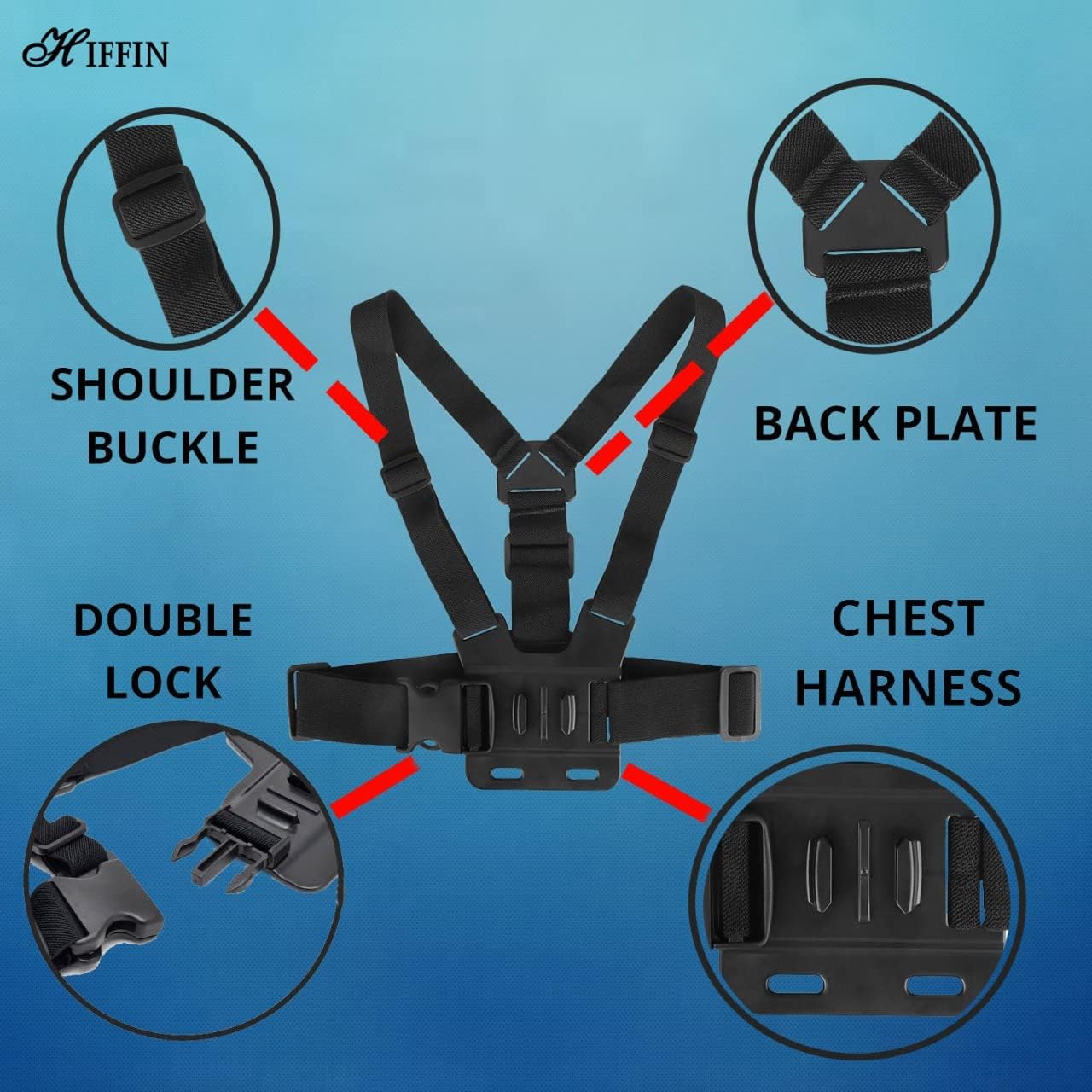 Hiffin Mobile Phone Chest Strap Mount Go Pro Chest Harness Holder for VLOG/POV Compatible with All Cell Phones and Go Pro Hero 9, 8, 7, 6, 5,OSMO Action, AKASO and Other Action Camera
