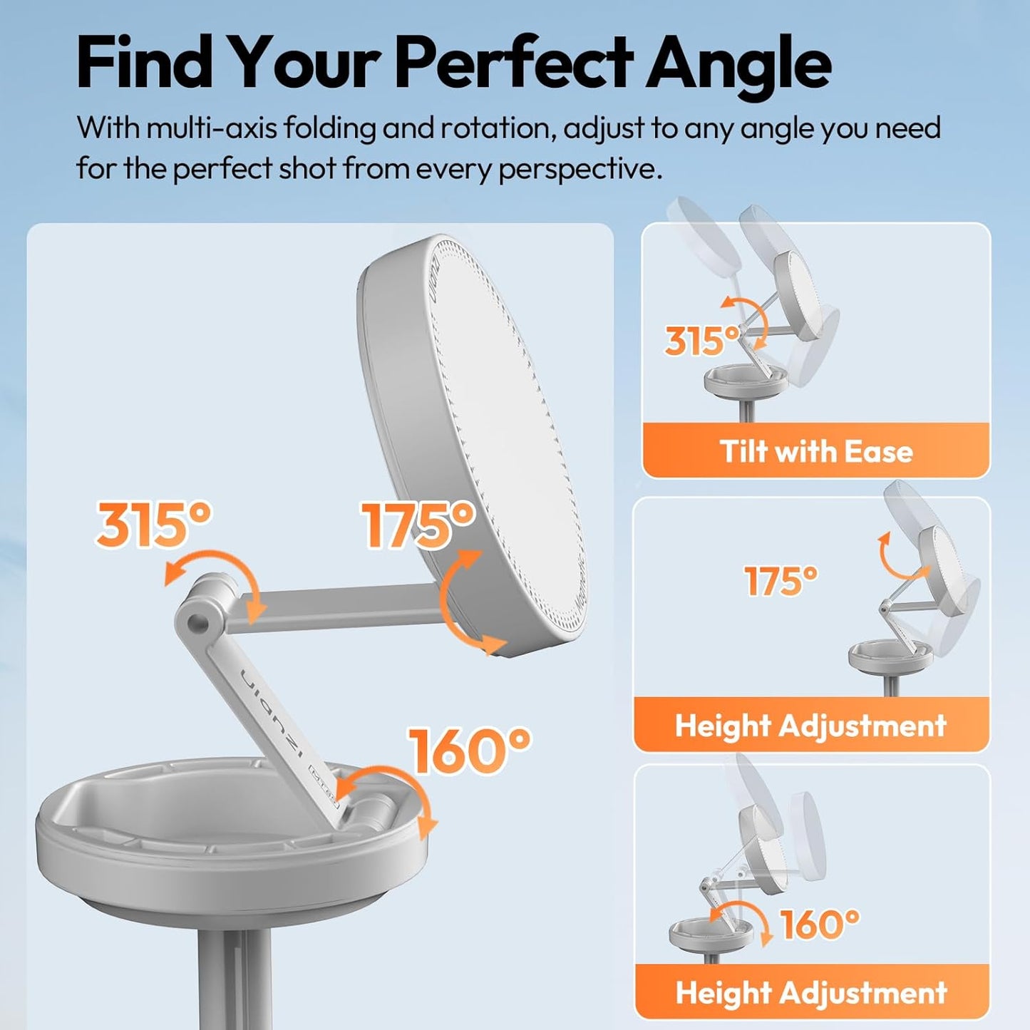 ULANZI Automatic Phone Tripod, MT85 Auto-Open Tripod with Enhanced 4-Leg, 60'' Selfie Stick Extendable Phone Stand, for Content Creation/Vlog, Compatible with iPhone 17/16/15/14/13/12, White