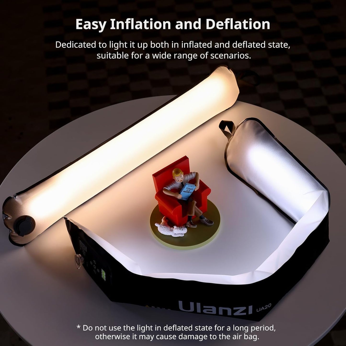 Ulanzi UA20 20W Bi-Color Inflatable Tube Light, Portable Handheld Magnetic 2700K to 6500K CRI 95+ Air Video Streaming Light 1/4" Mount Photography Lighting Stick